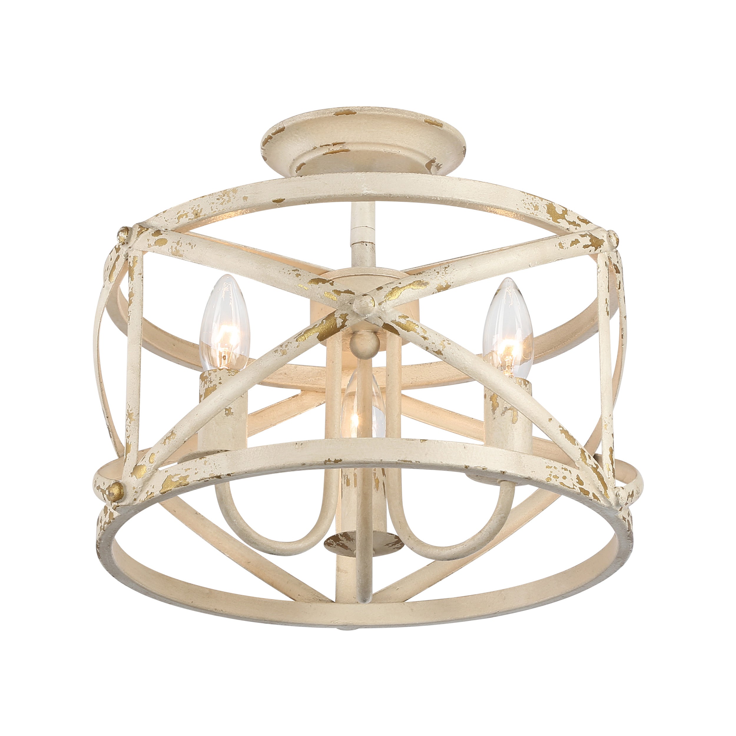 Golden Lighting Alcott 3-light Semi-Flush Mount in Antique Ivory - - Golden Lighting