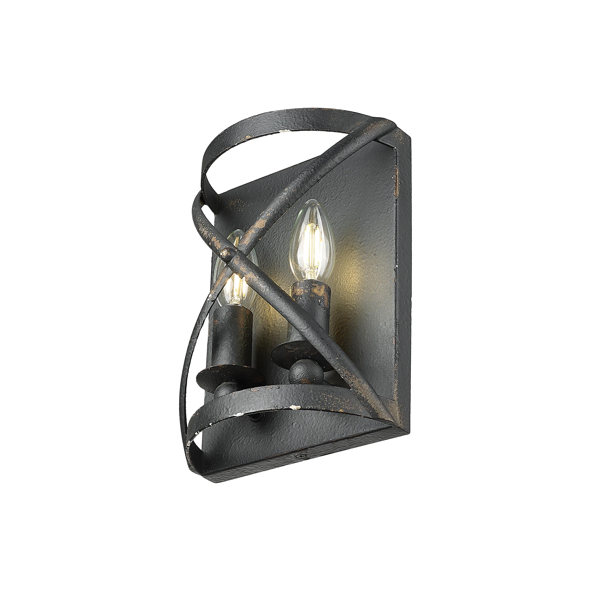 Golden Lighting Alcott 2-light Wall Sconce in Antique Black Iron - - Golden Lighting
