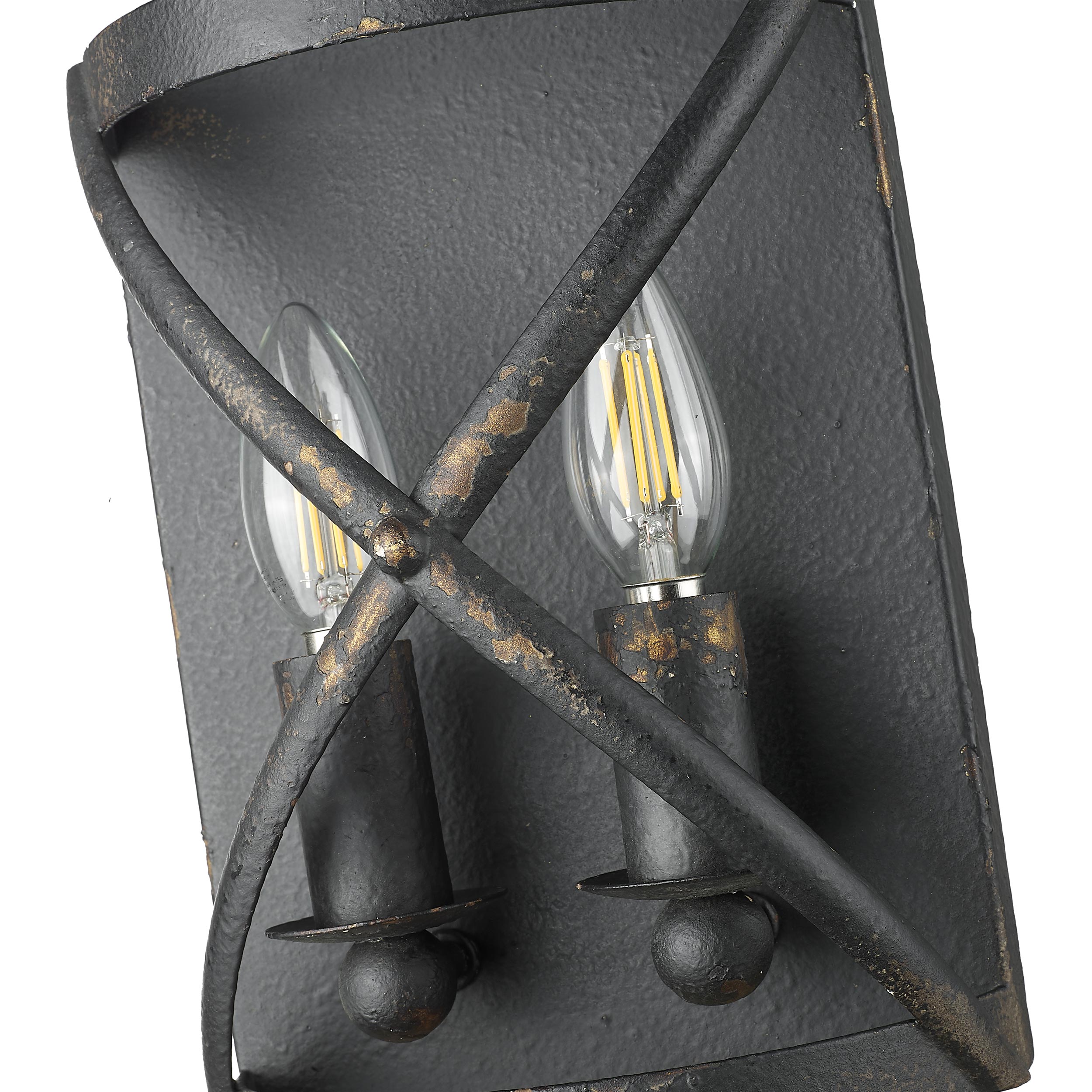 Golden Lighting Alcott 2-light Wall Sconce in Antique Black Iron - - Golden Lighting