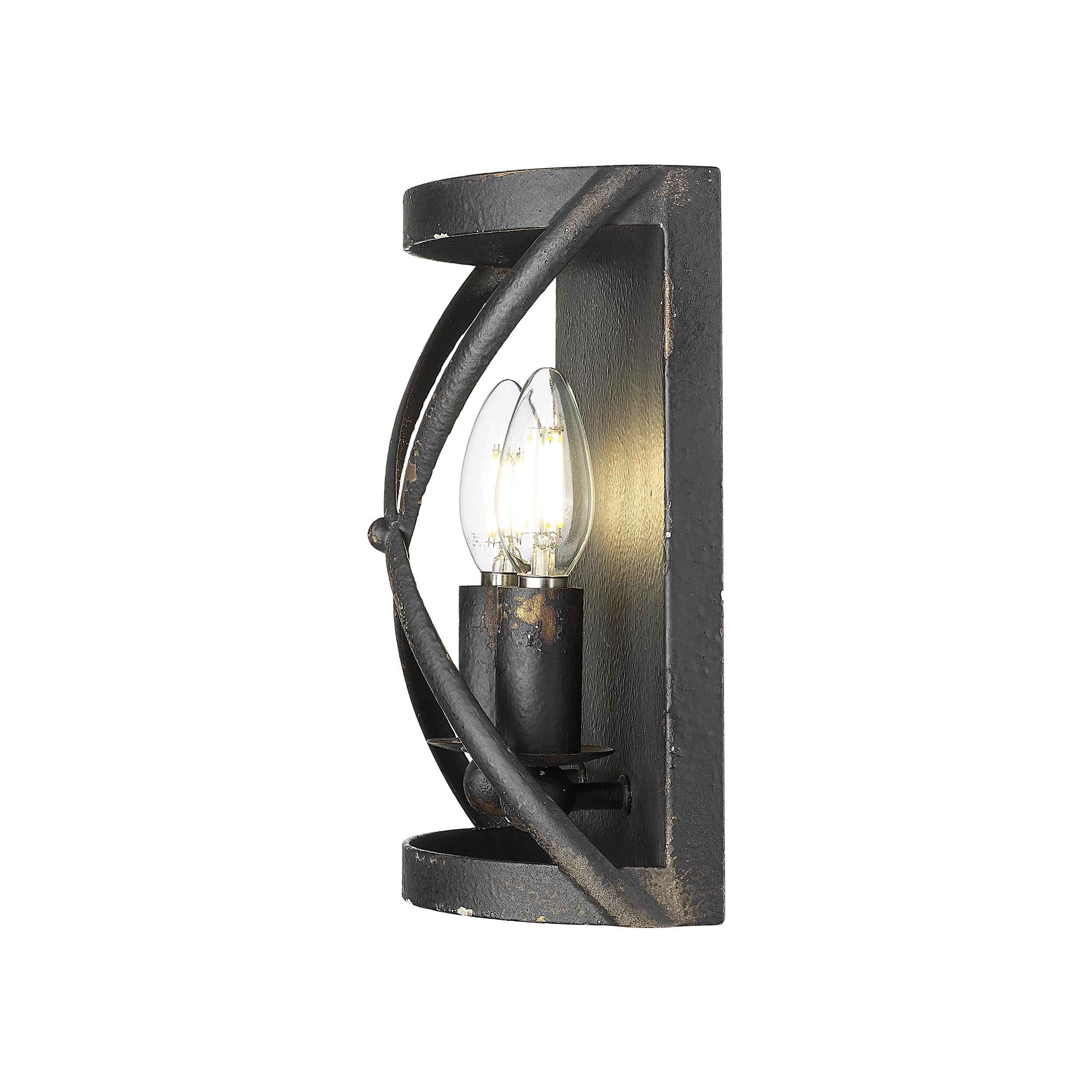 Golden Lighting Alcott 2-light Wall Sconce in Antique Black Iron