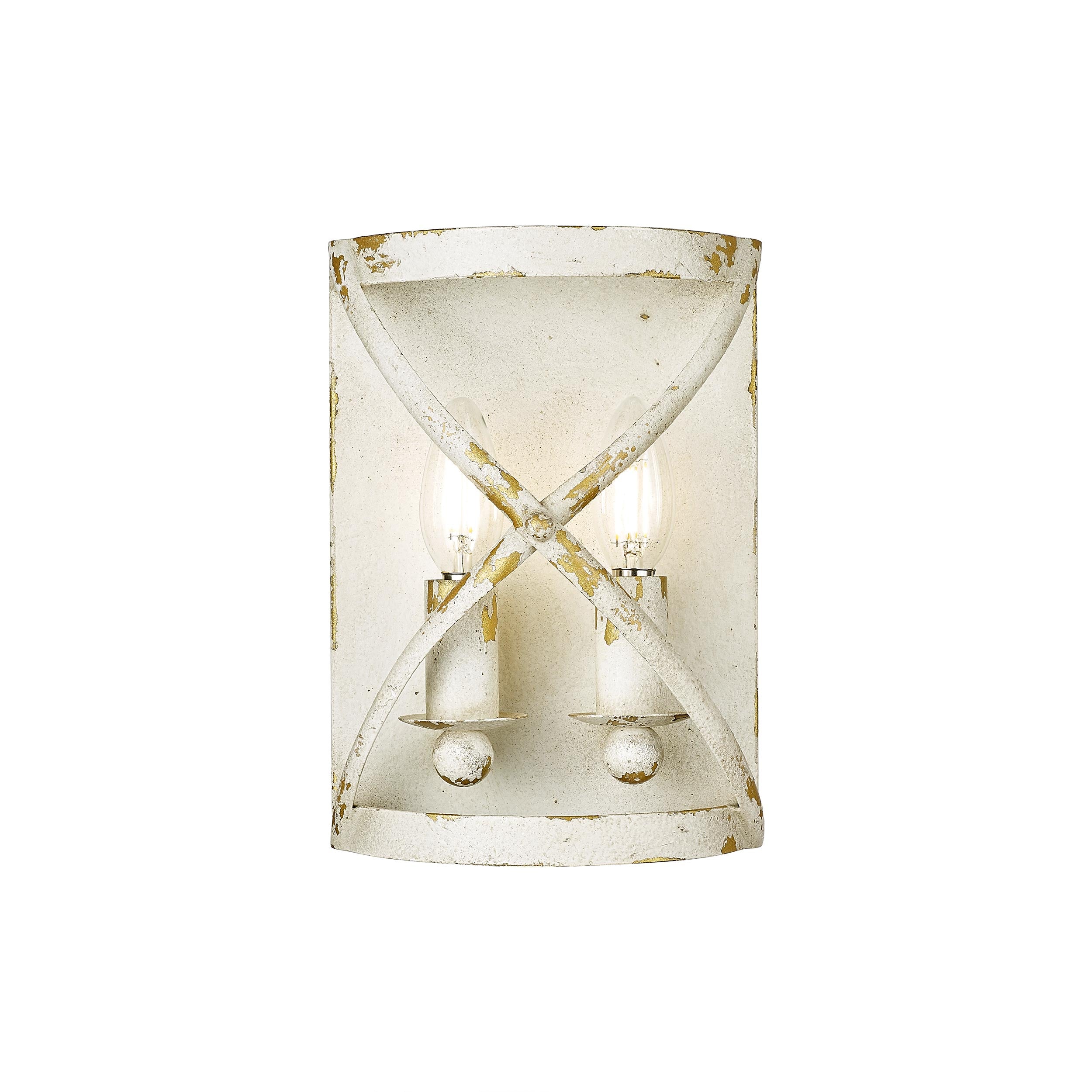Alcott 2 Light Wall Sconce in Antique Ivory with No Shade - - Golden Lighting