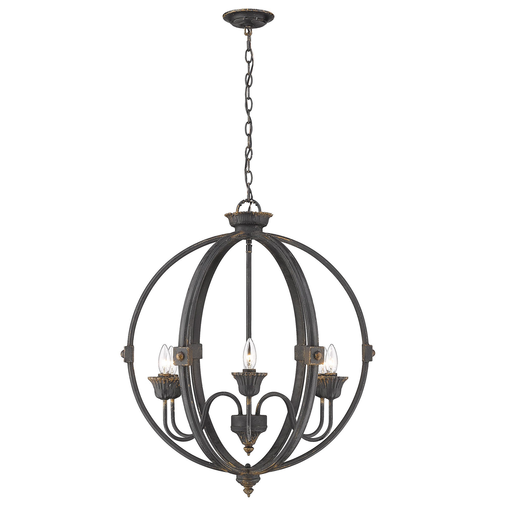 Golden Lighting Jules 6-light Chandelier in Antique Black Iron - - Golden Lighting