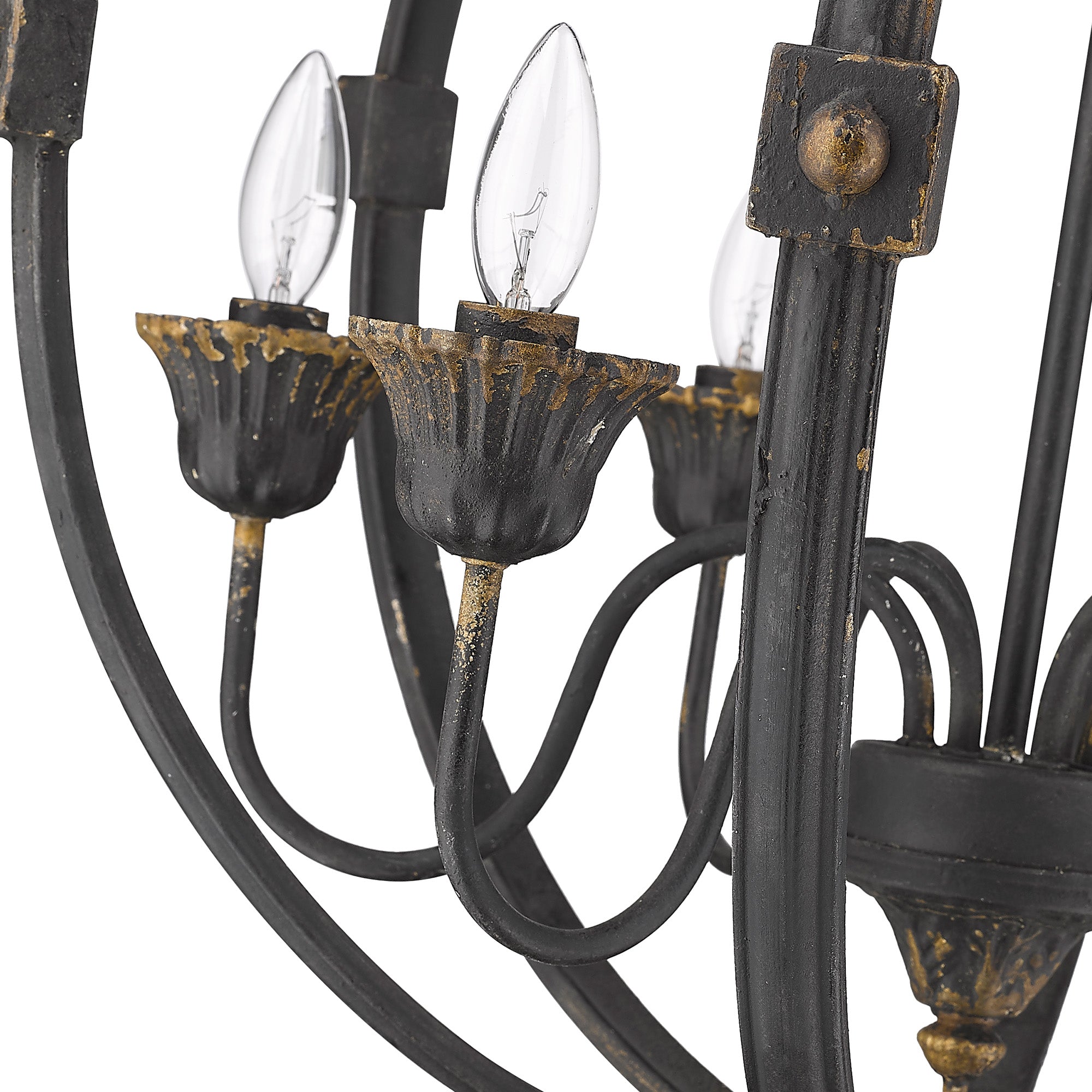 Golden Lighting Jules 6-light Chandelier in Antique Black Iron - - Golden Lighting