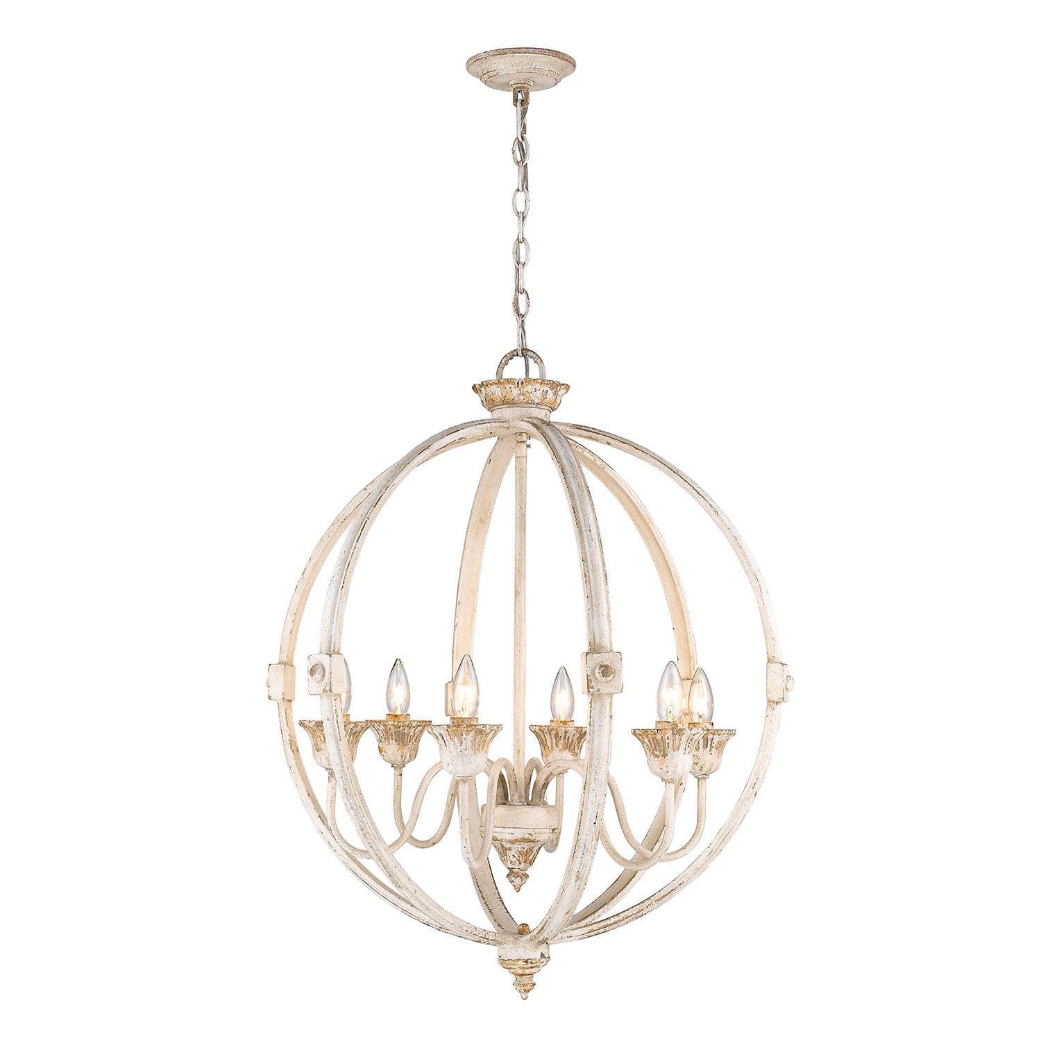 Golden Lighting Jules 6-light Chandelier in Antique Ivory - - Golden Lighting