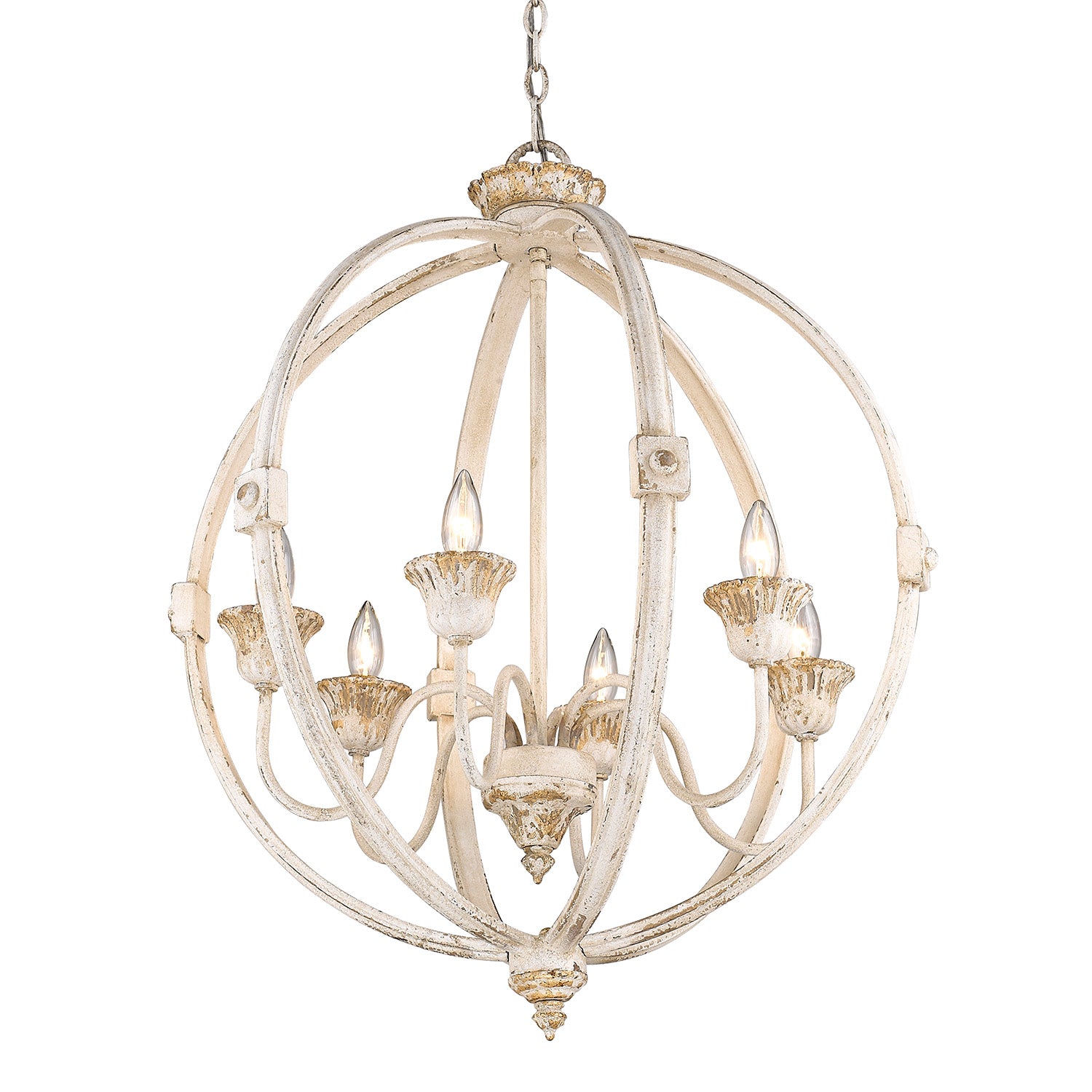 Golden Lighting Jules 6-light Chandelier in Antique Ivory - - Golden Lighting