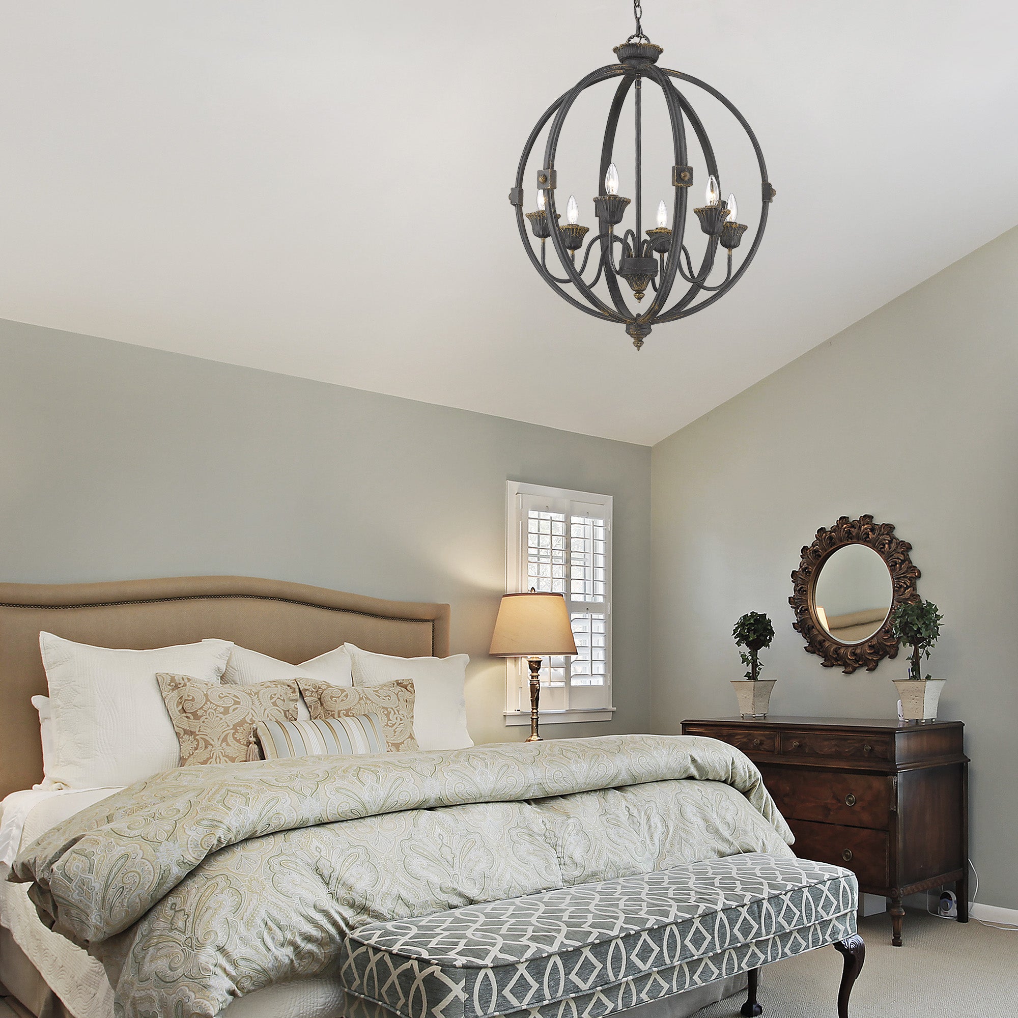 Golden Lighting Jules 6-light Chandelier in Antique Black Iron