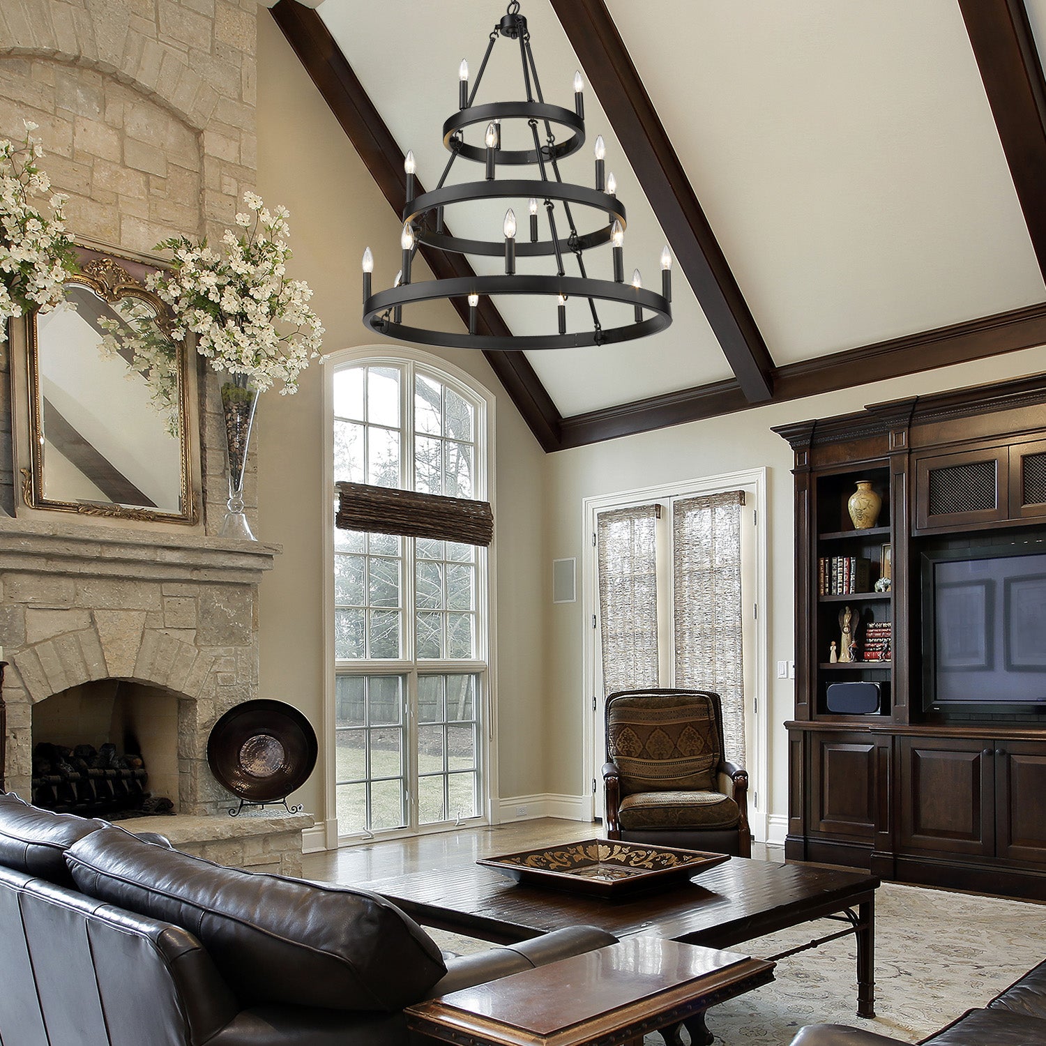 Golden Lighting Alastair 18-light 3-tier Chandelier (3+6+9) in Matte Black