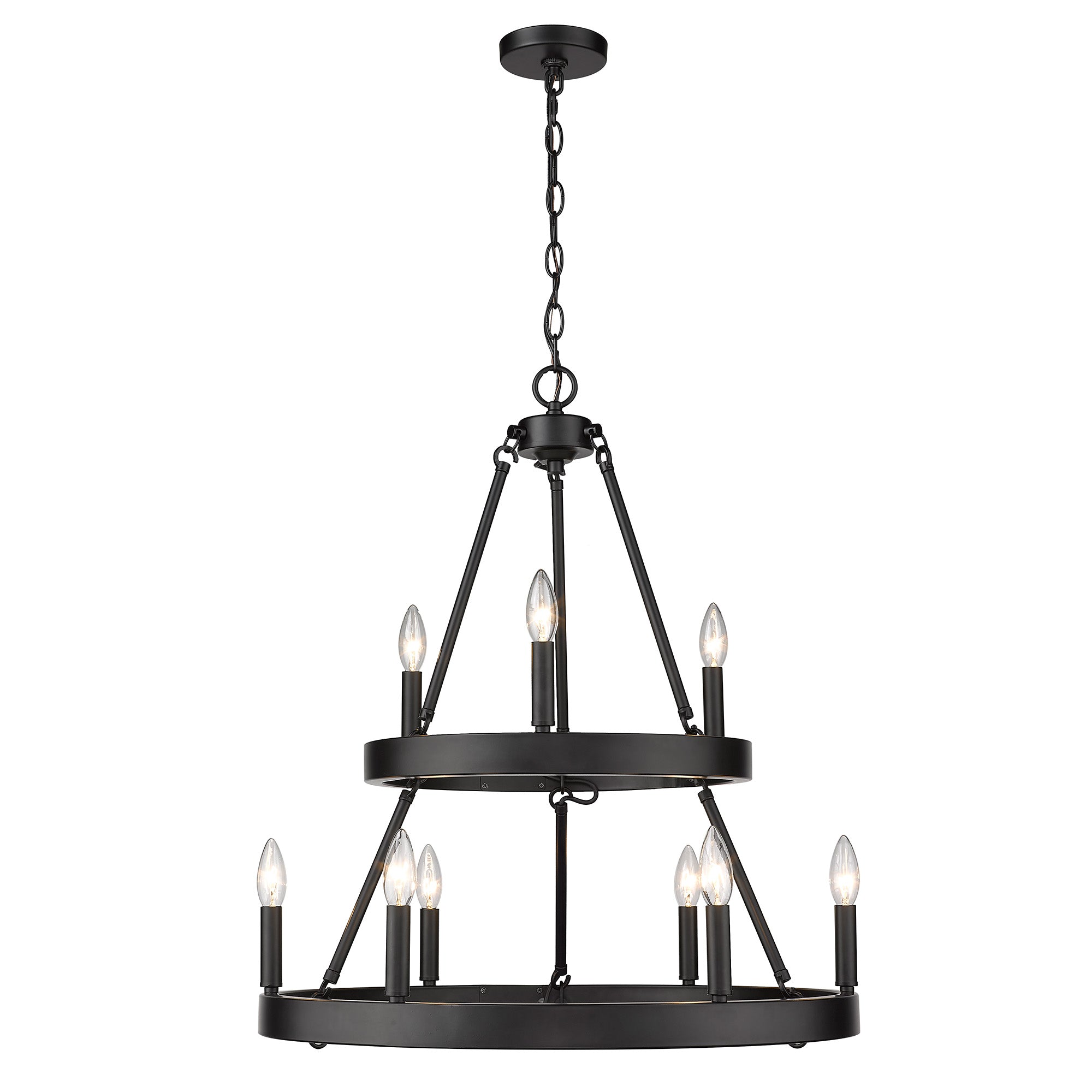 Golden Lighting Alastair 9-light 2-tier Chandelier (3+6) in Matte Black - - Golden Lighting