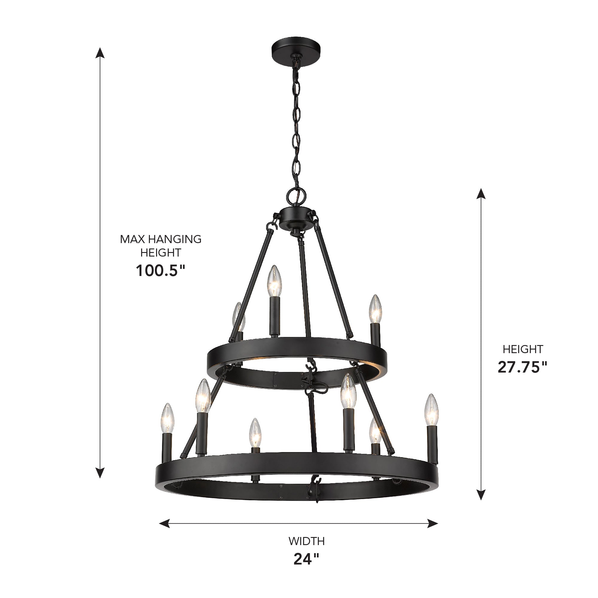 Golden Lighting Alastair 9-light 2-tier Chandelier (3+6) in Matte Black - - Golden Lighting