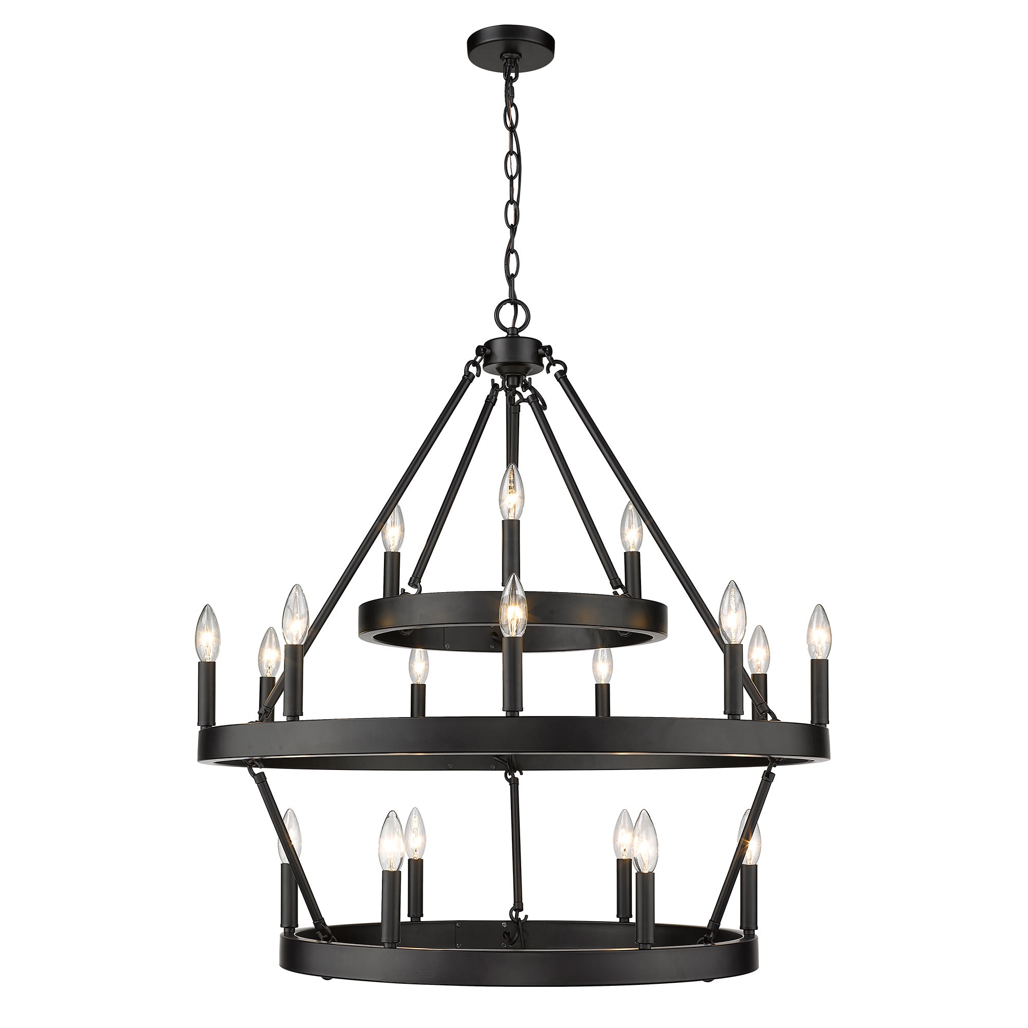 Golden Lighting Alastair 18-light 3-tier Chandelier (3+9+6) in Matte Black