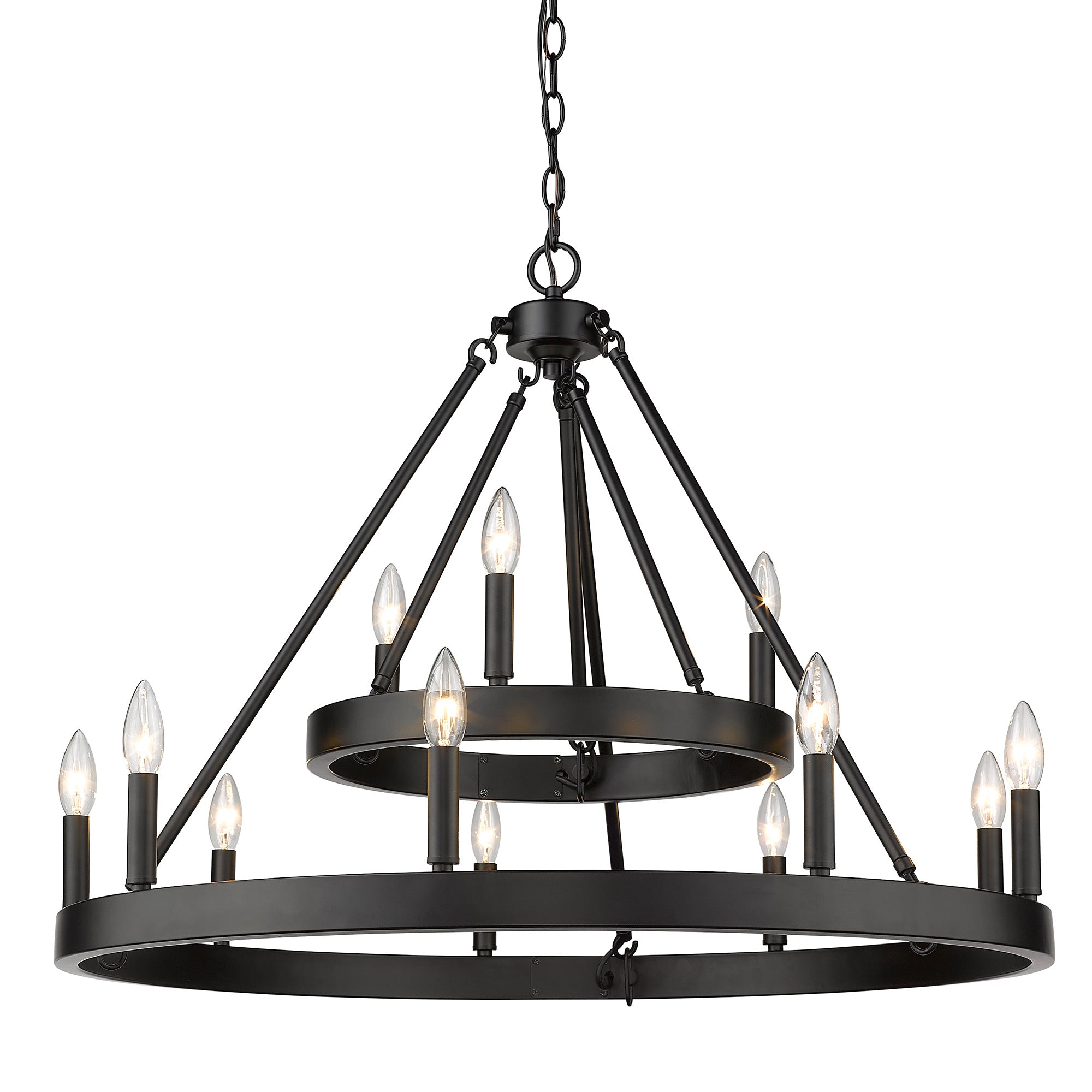 Golden Lighting Alastair 12-light Chandelier in Matte Black - - Golden Lighting