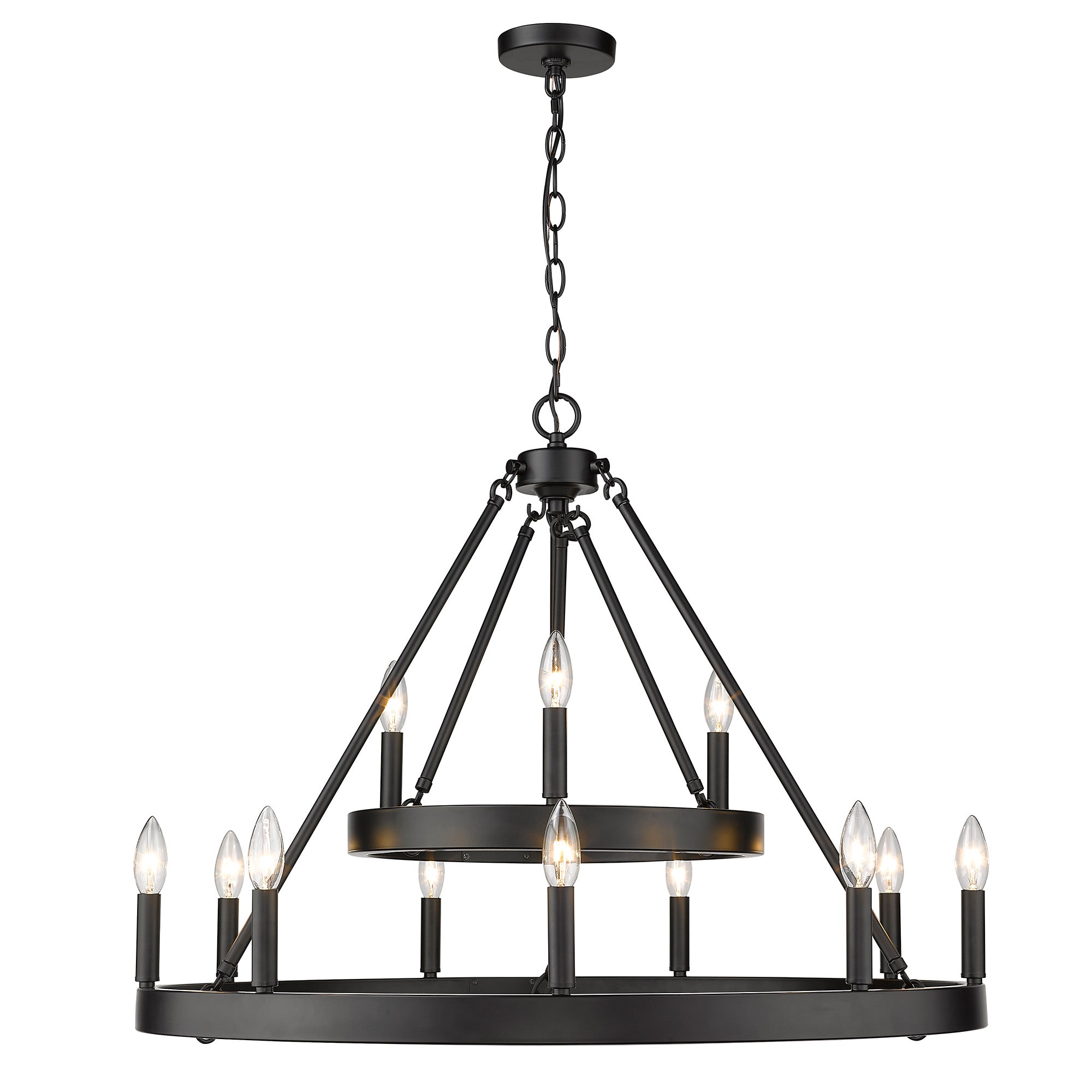 Golden Lighting Alastair 12-light Chandelier in Matte Black - - Golden Lighting
