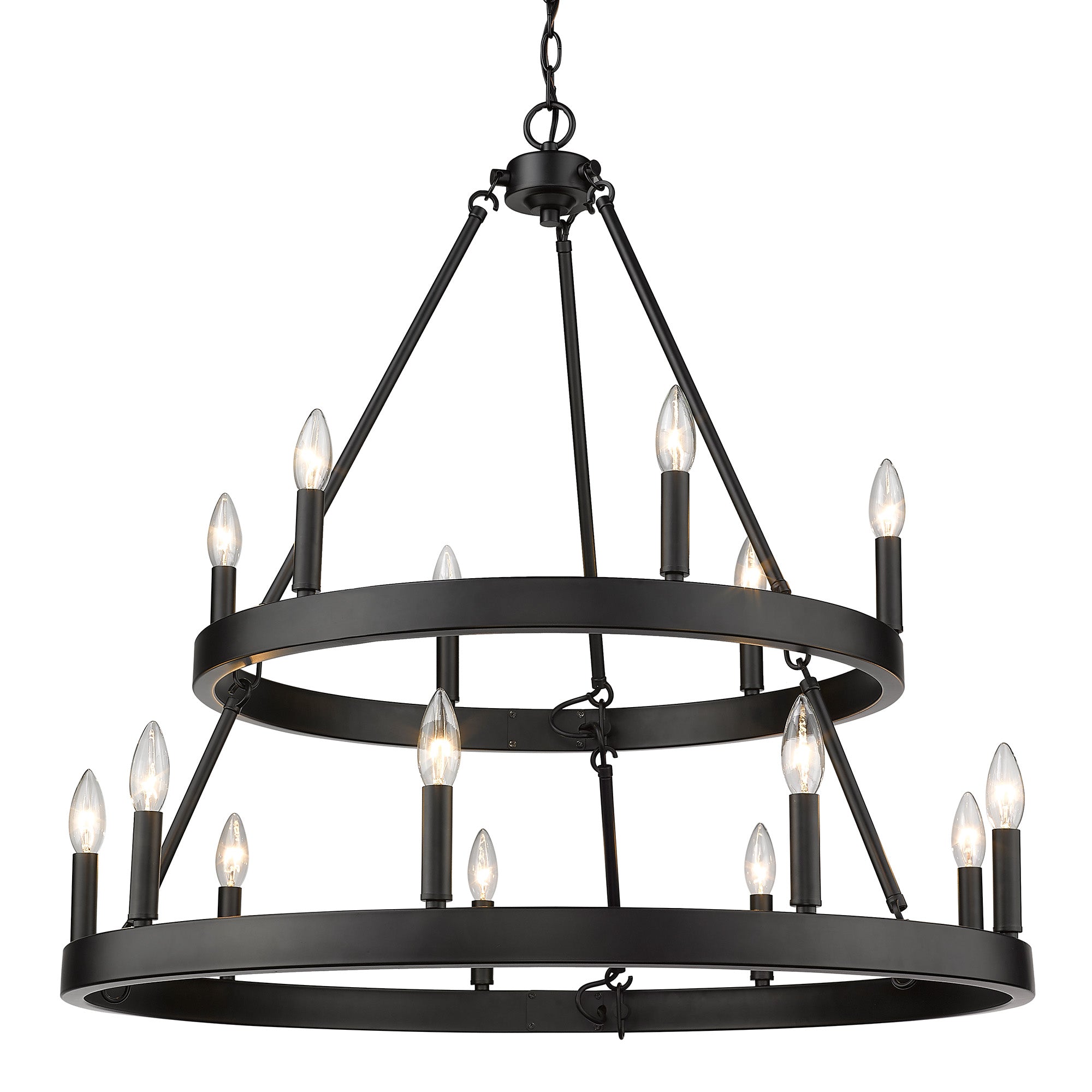 Golden Lighting Alastair 15-light 2-tier Chandelier (6+9) Matte Black - - Golden Lighting