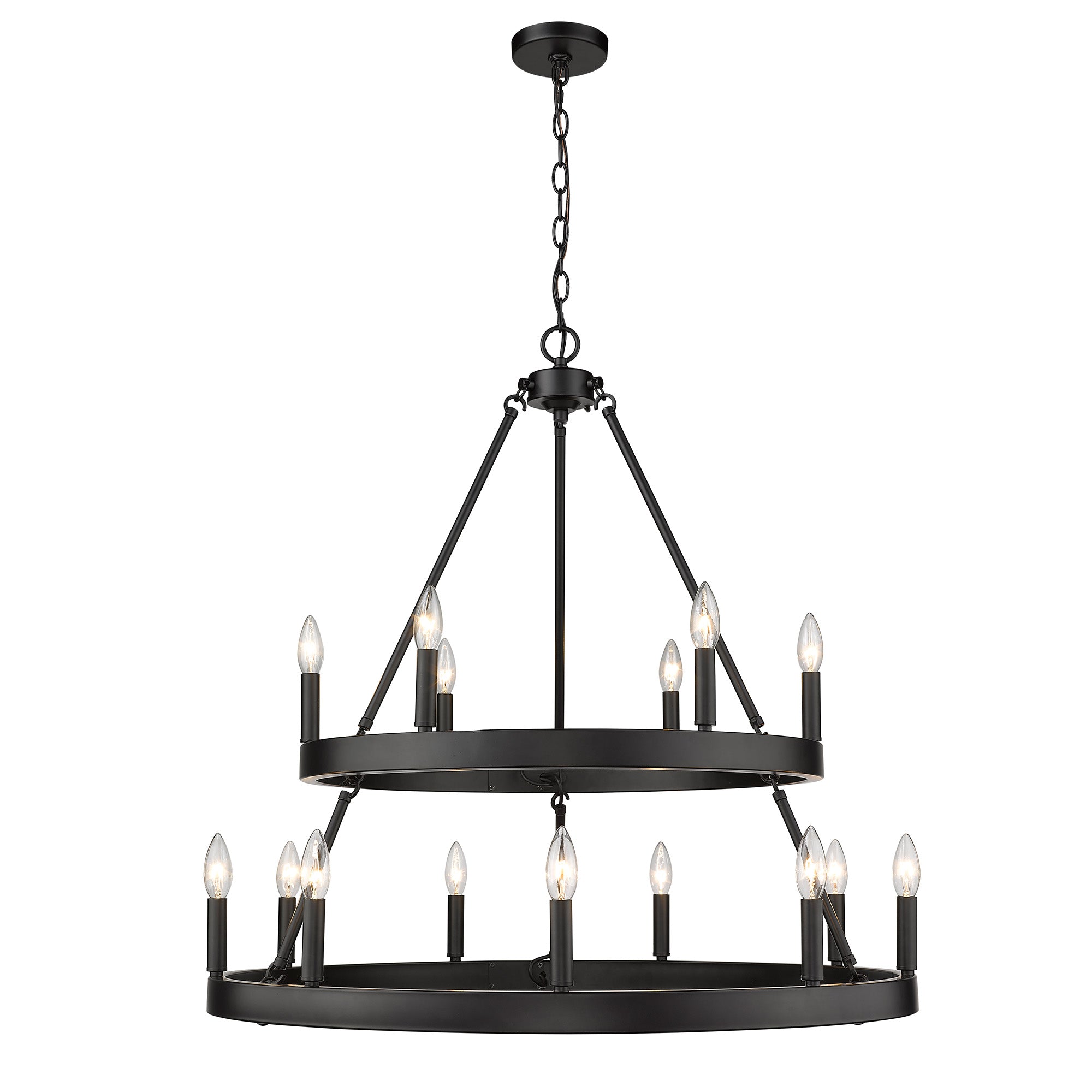 Golden Lighting Alastair 15-light 2-tier Chandelier (6+9) Matte Black - - Golden Lighting
