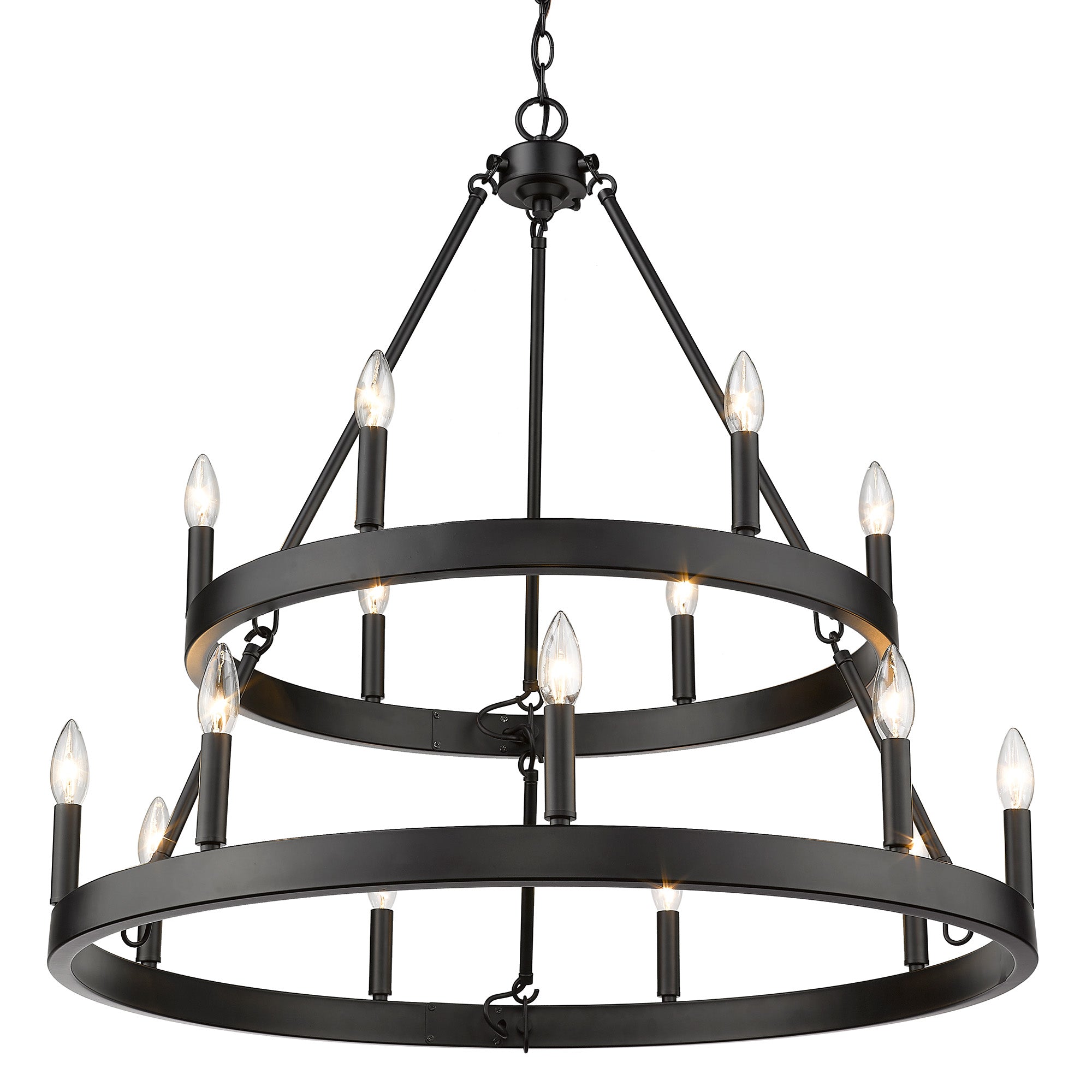 Golden Lighting Alastair 15-light 2-tier Chandelier (6+9) Matte Black - - Golden Lighting