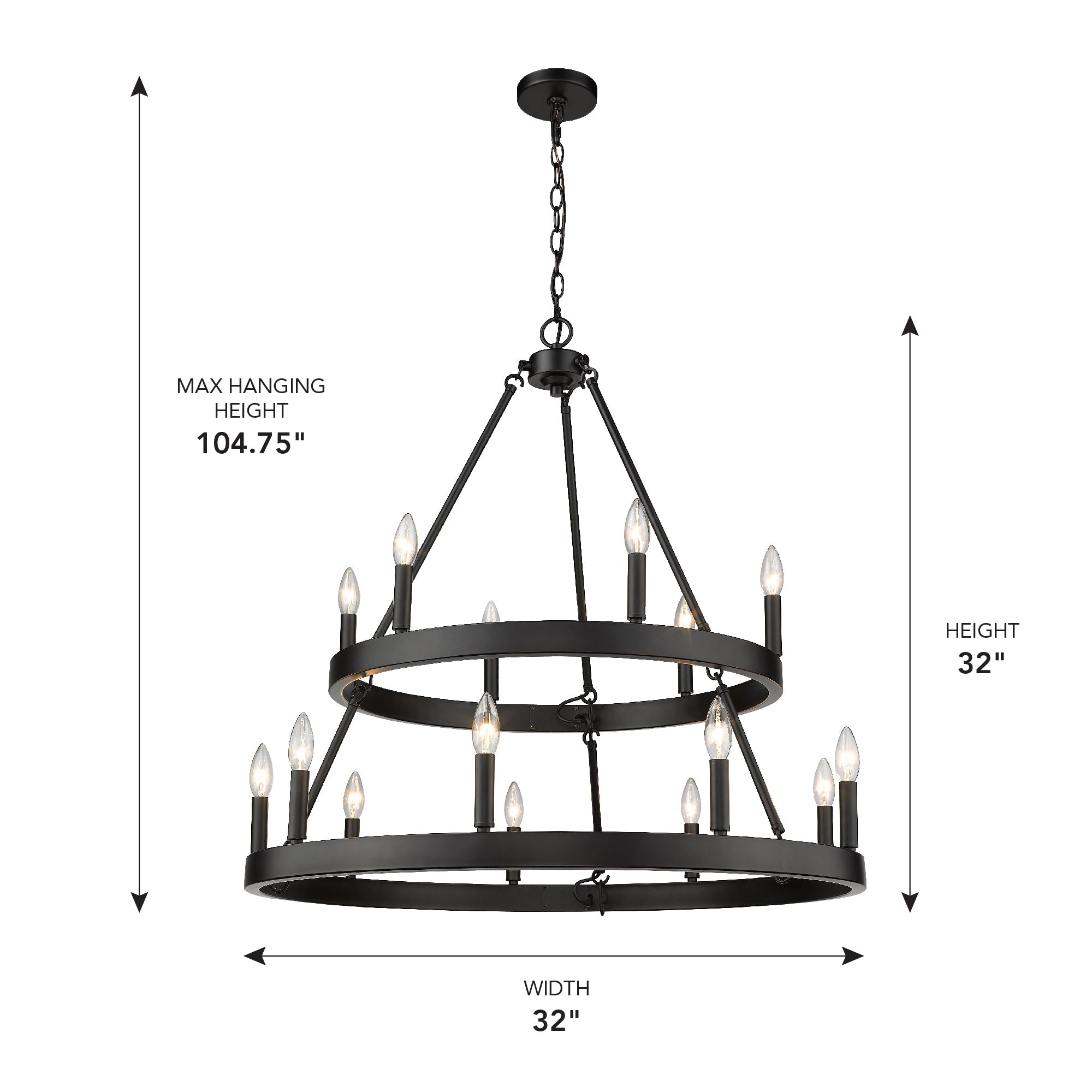 Golden Lighting Alastair 15-light 2-tier Chandelier (6+9) Matte Black - - Golden Lighting