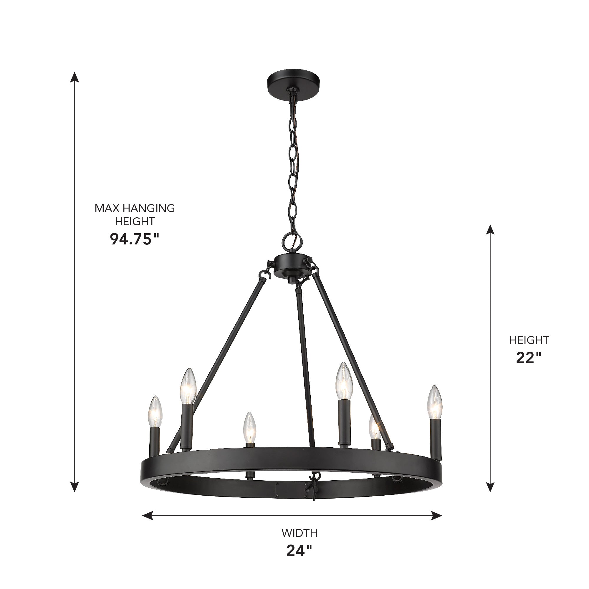 Golden Lighting Alastair 6-light Chandelier in Matte Black - - Golden Lighting