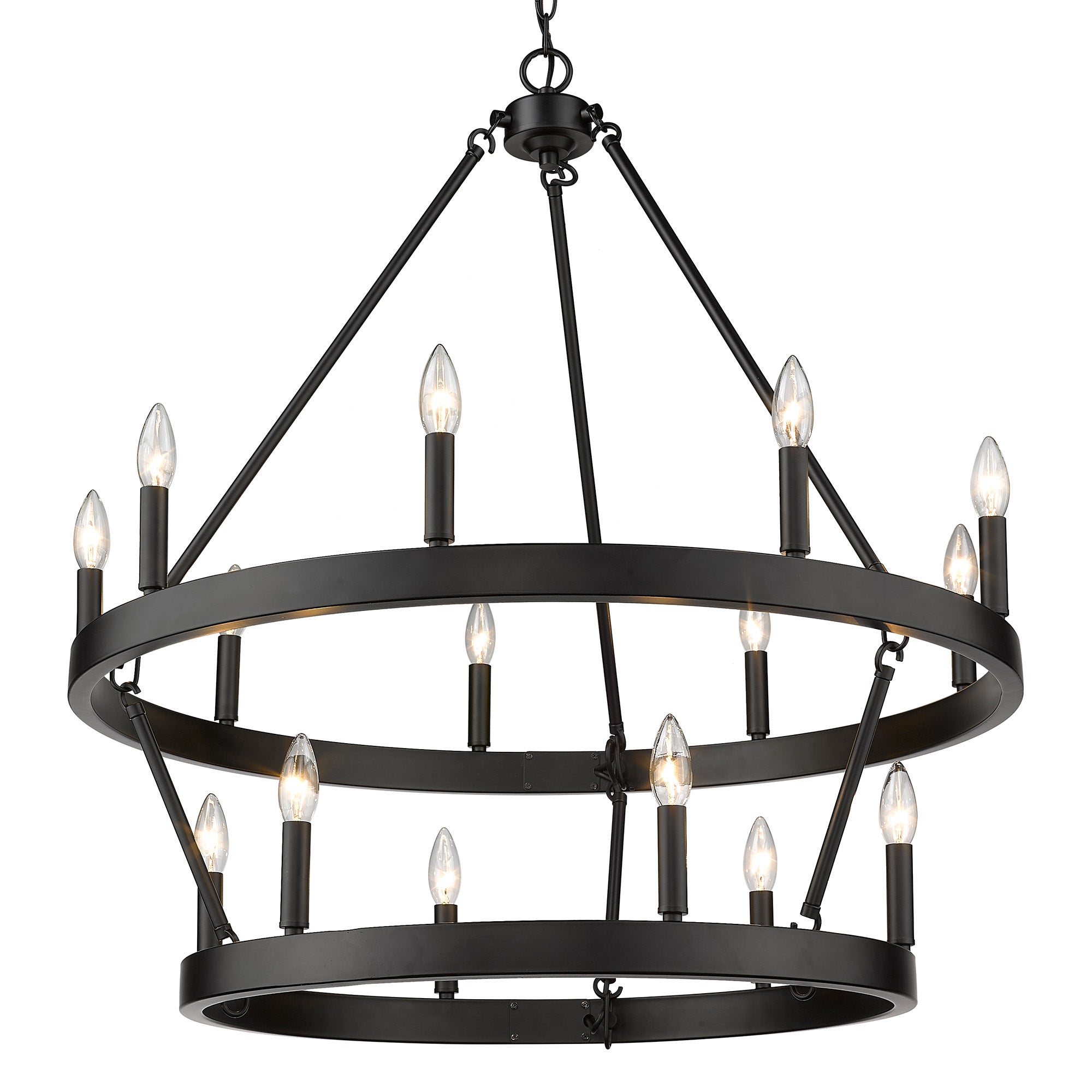 Golden Lighting Alastair 15-light 2-tier Chandelier (9+6) in Matte Black - - Golden Lighting