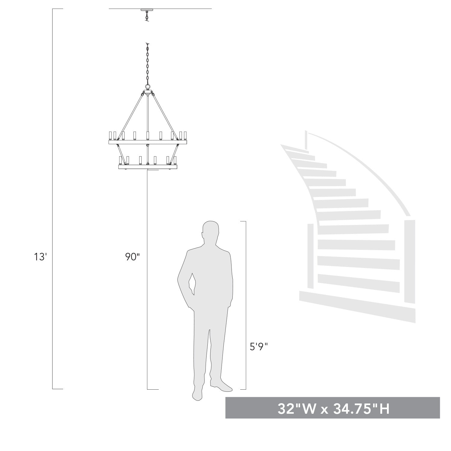 Golden Lighting Alastair 15-light 2-tier Chandelier (9+6) in Matte Black - - Golden Lighting
