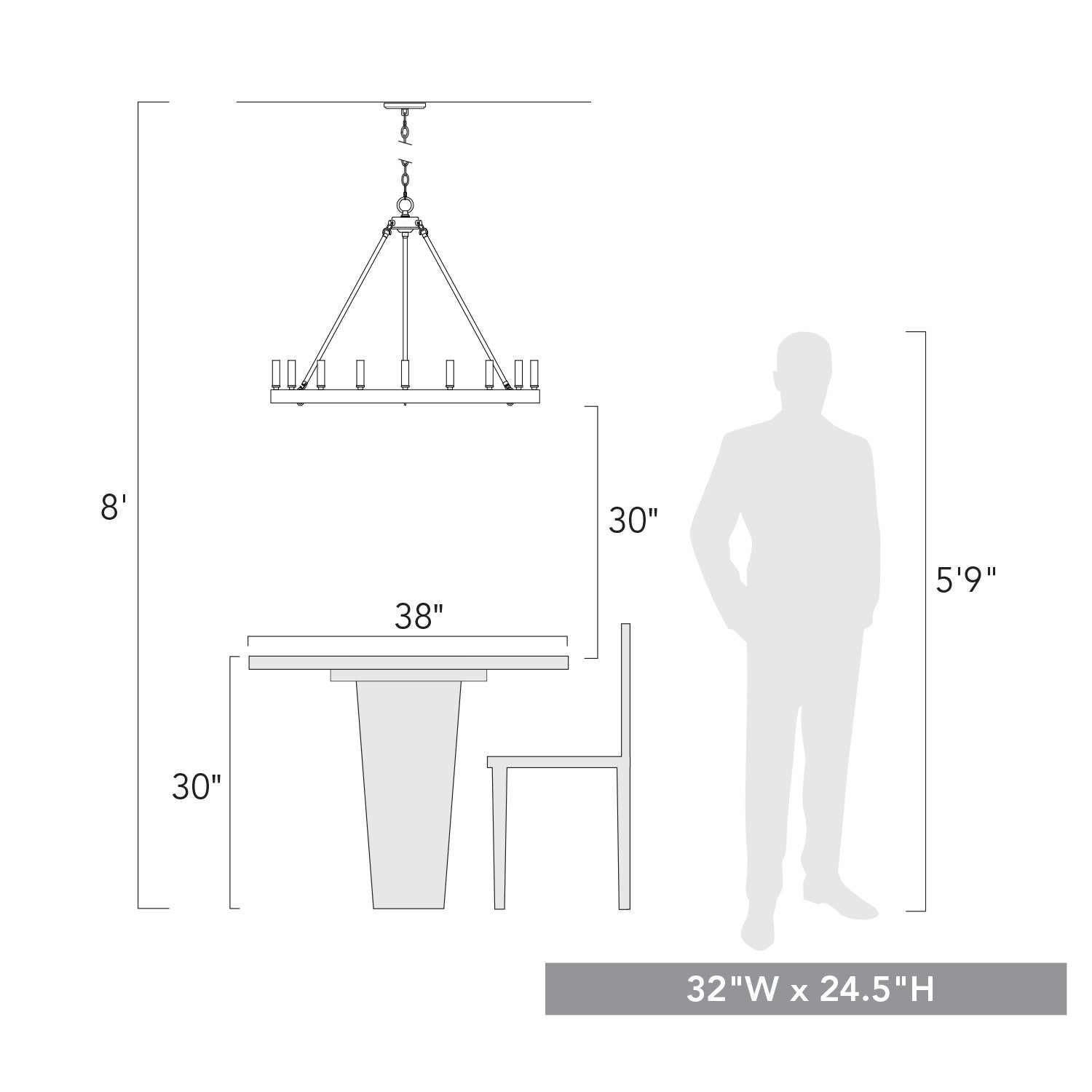 Golden Lighting Alastair 9-light Chandelier in Matte Black - - Golden Lighting