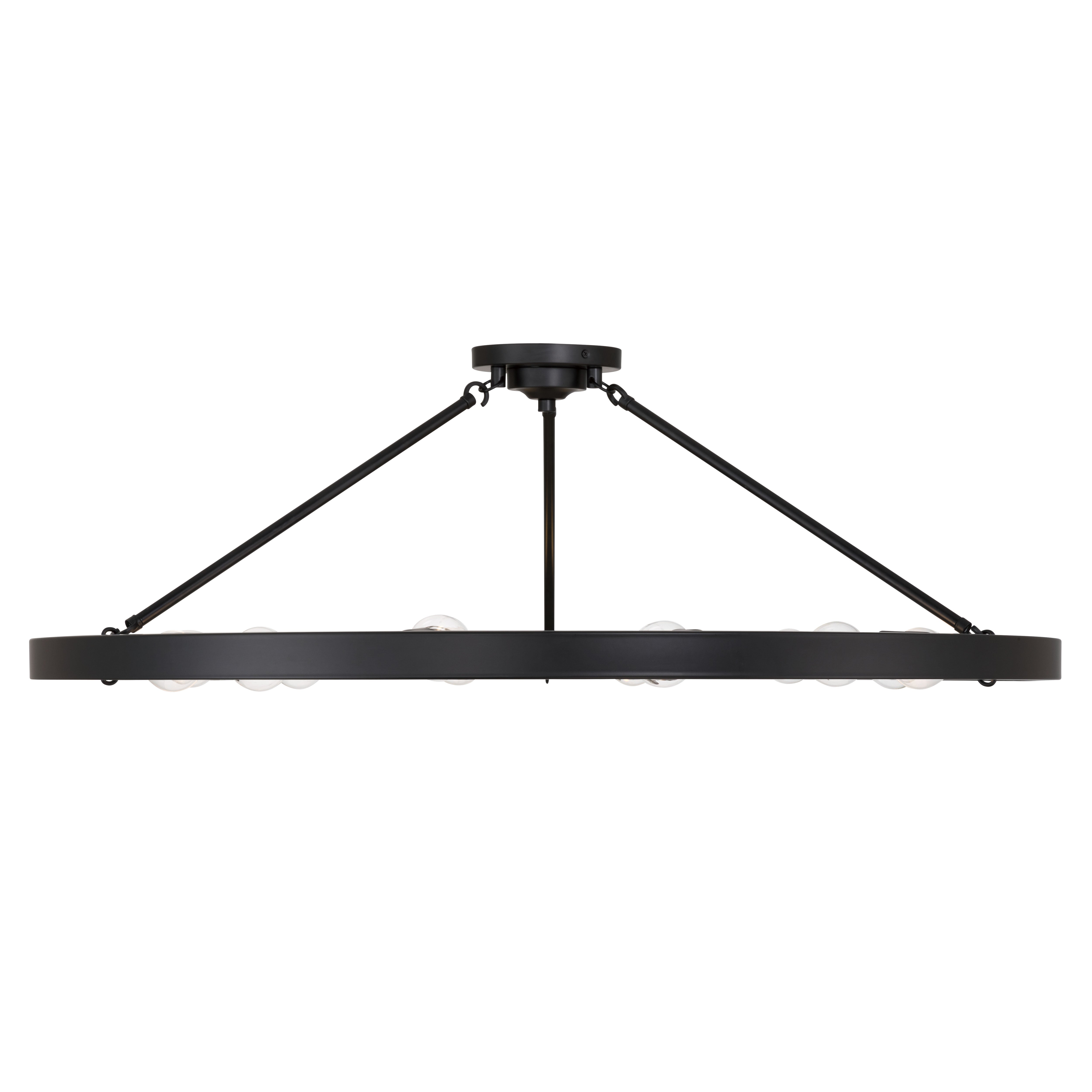 Golden Lighting Castile 12-light Semi-Flush Mount in Matte Black - Default Title - Golden Lighting