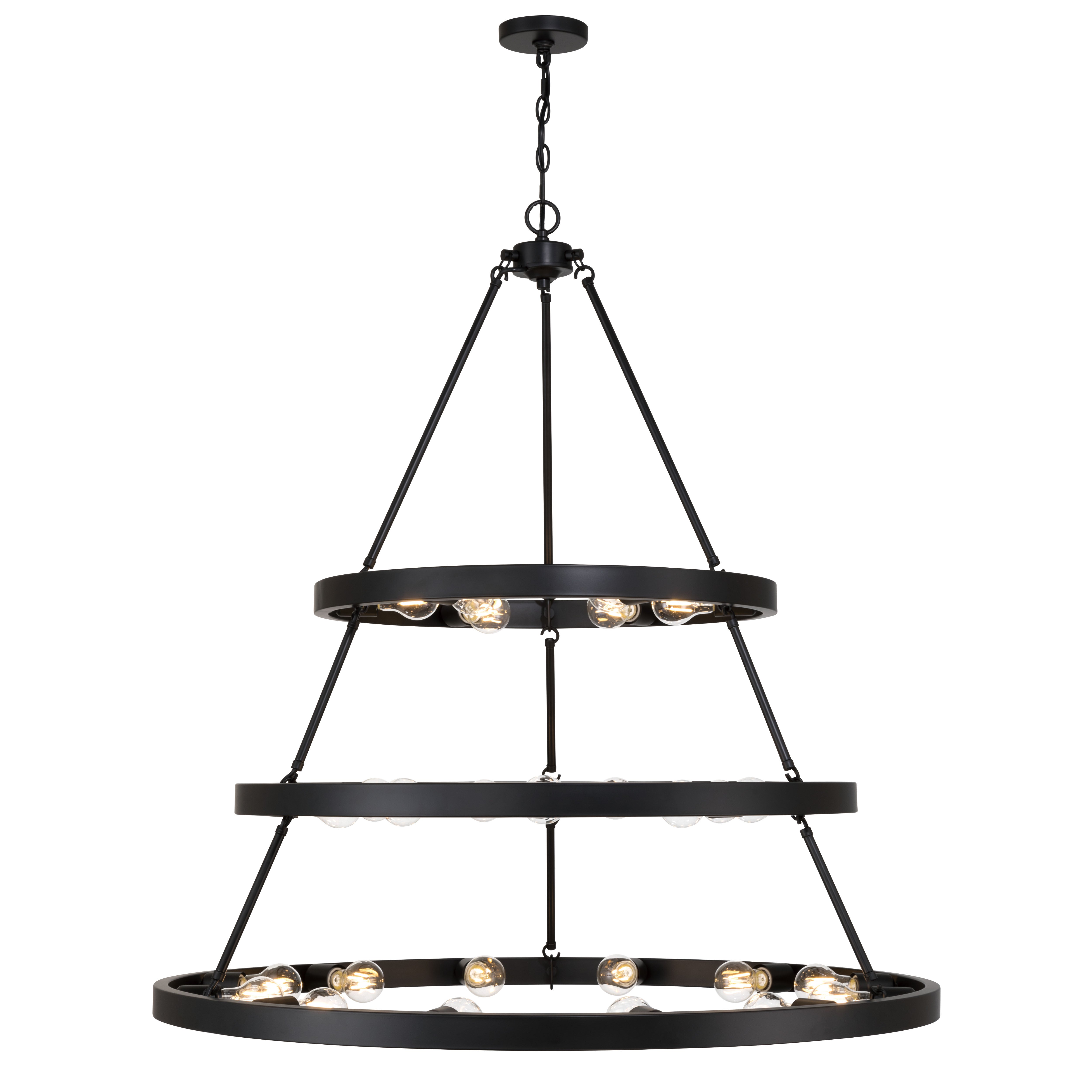 Golden Lighting Castile 27-light 2-tier Chandelier (6+9+12) in Matte Black - Default Title - Golden Lighting