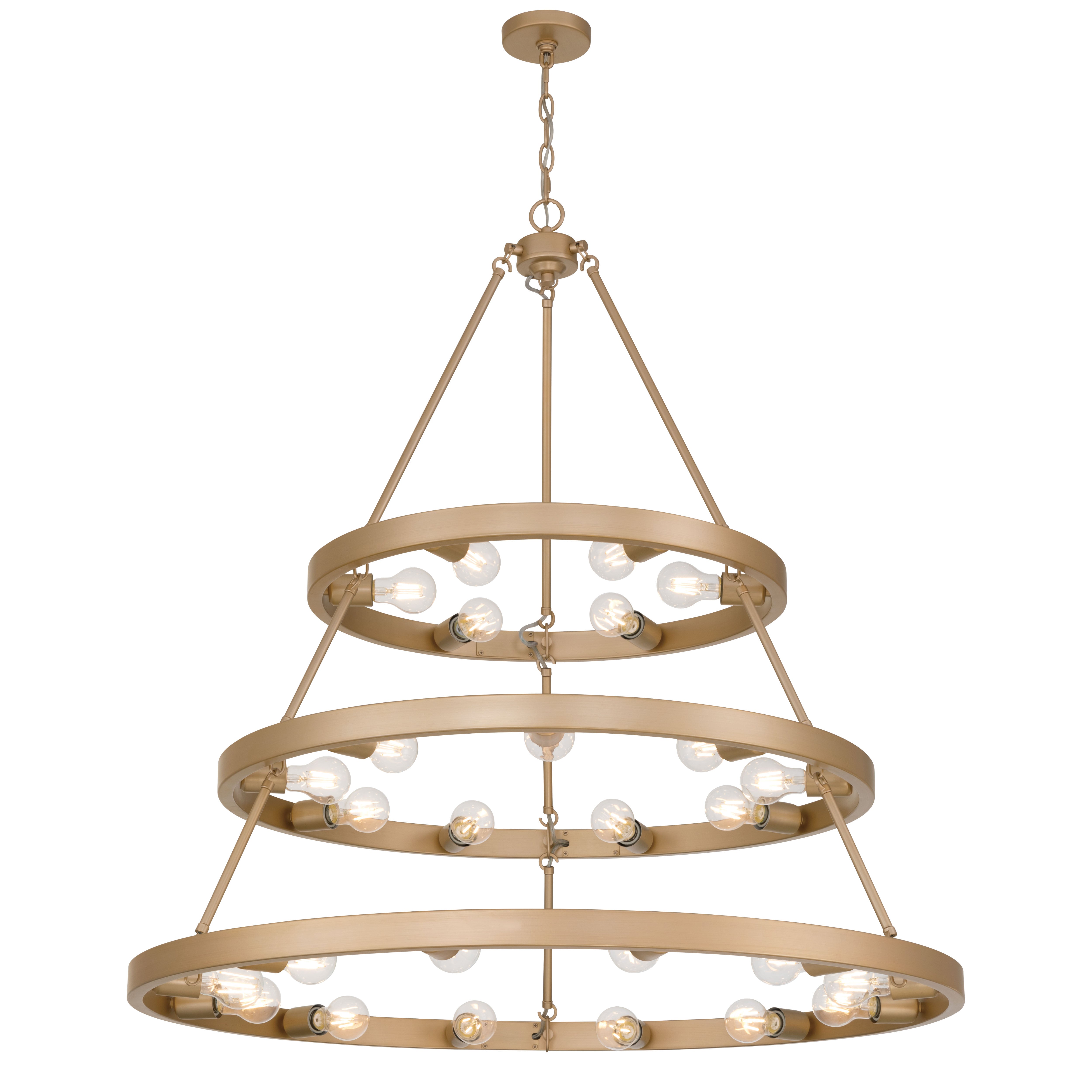 Golden Lighting Castile 27-light 2-tier Chandelier (6+9+12) in French Gold - Default Title - Golden Lighting