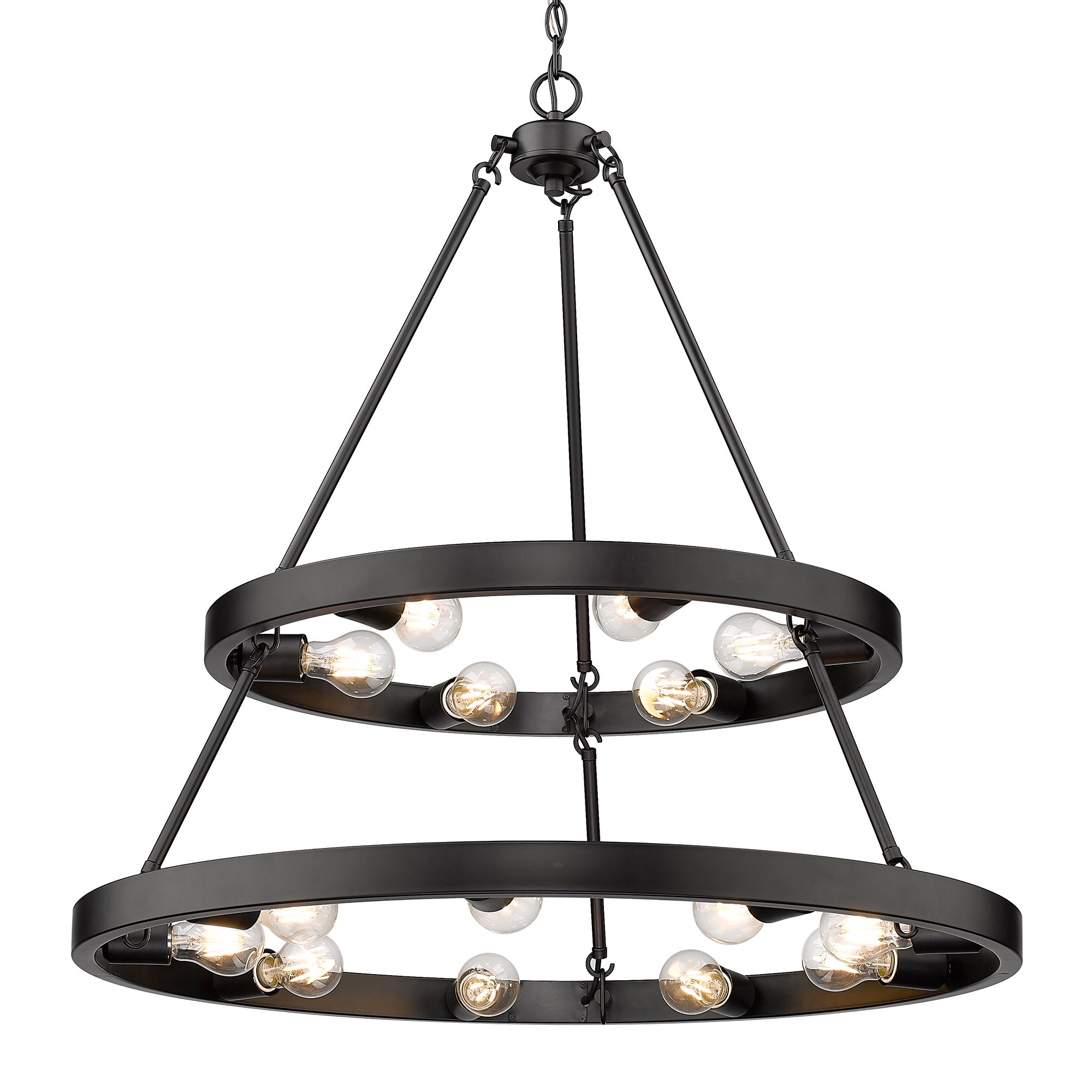 Golden Lighting Castile 15-light 2-tier Chandelier (6+9) in Matte Black