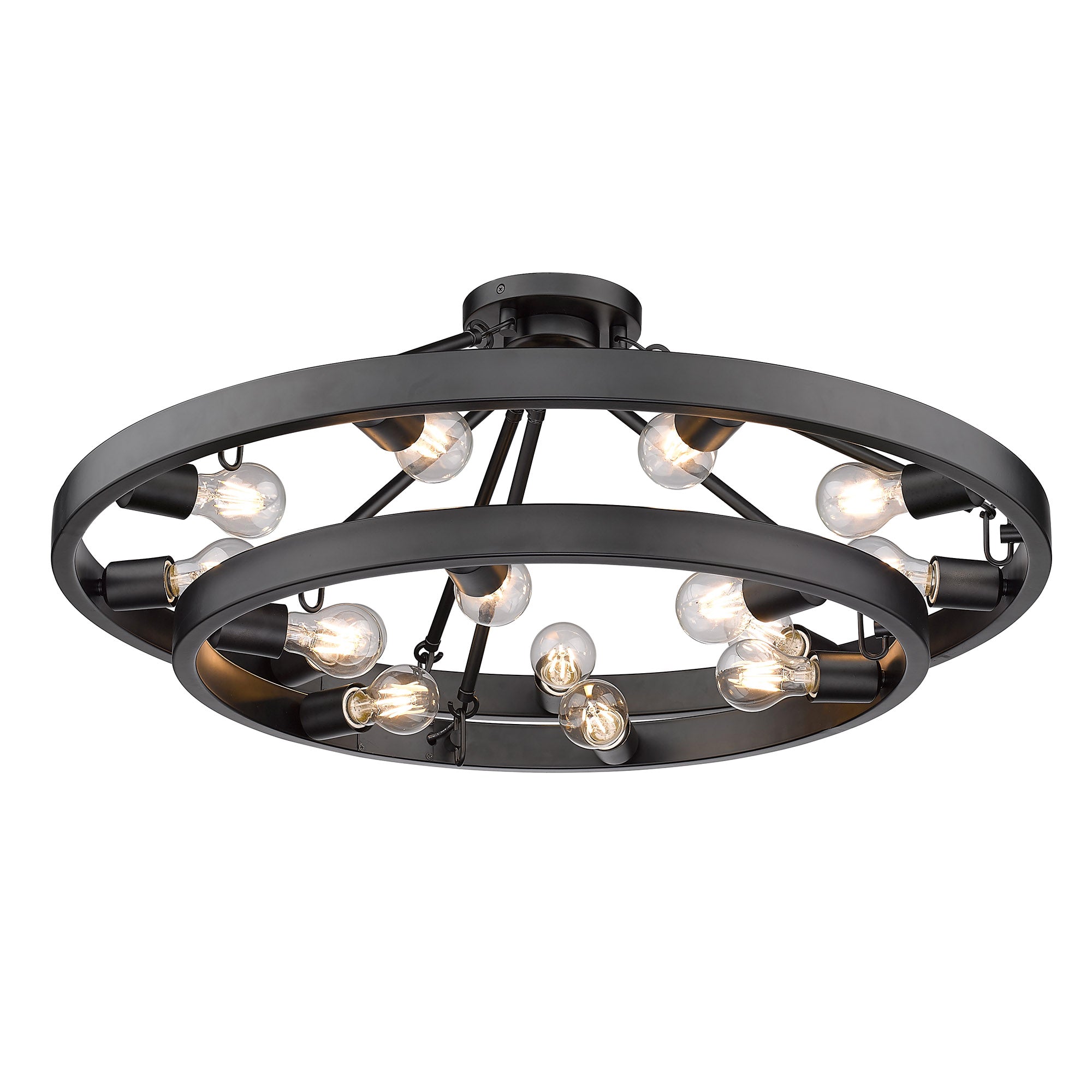 Golden Lighting Castile 15-light Semi-Flush Mount in Matte Black - - Golden Lighting