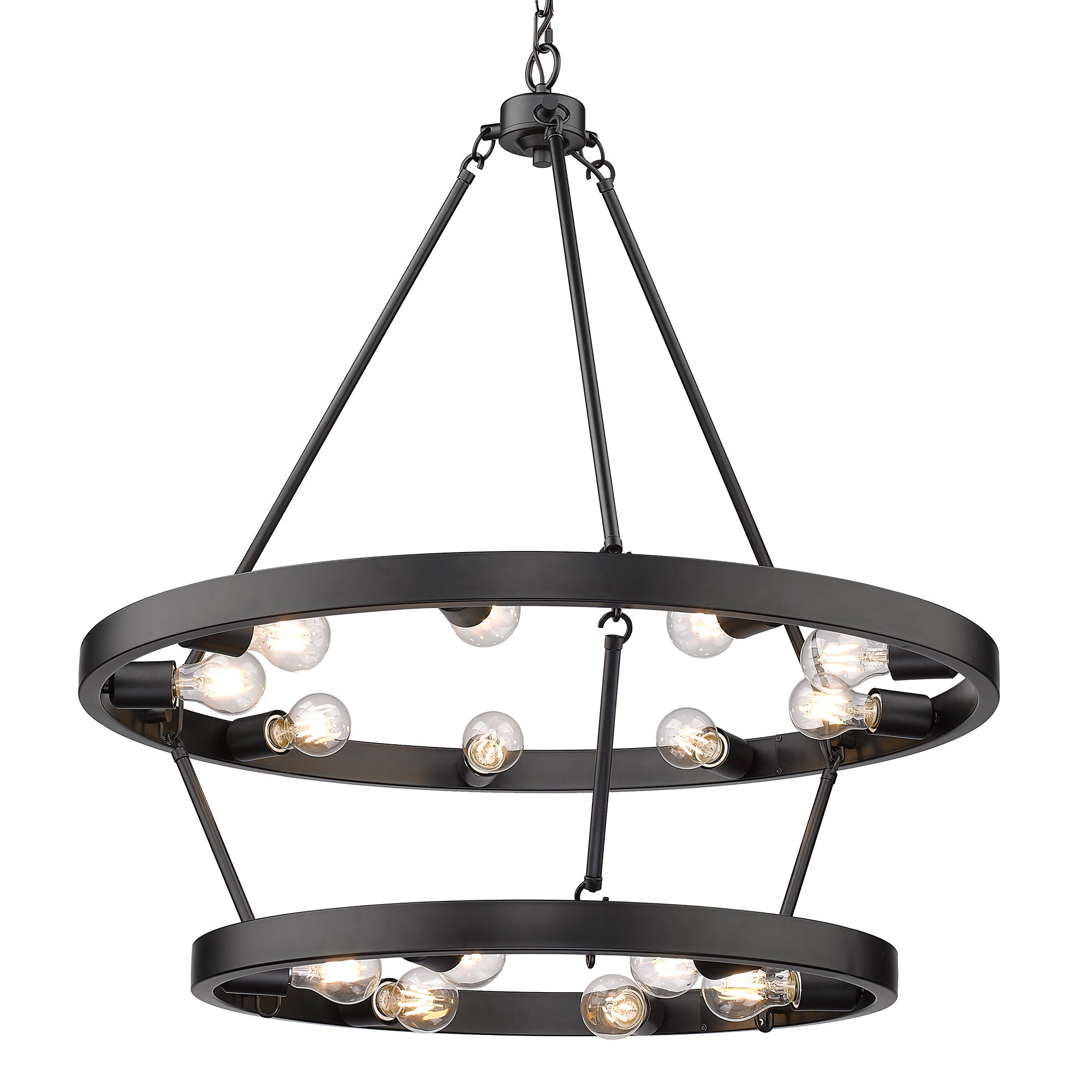 Golden Lighting Castile 15-light 2-tier Chandelier (9+6) in Matte Black