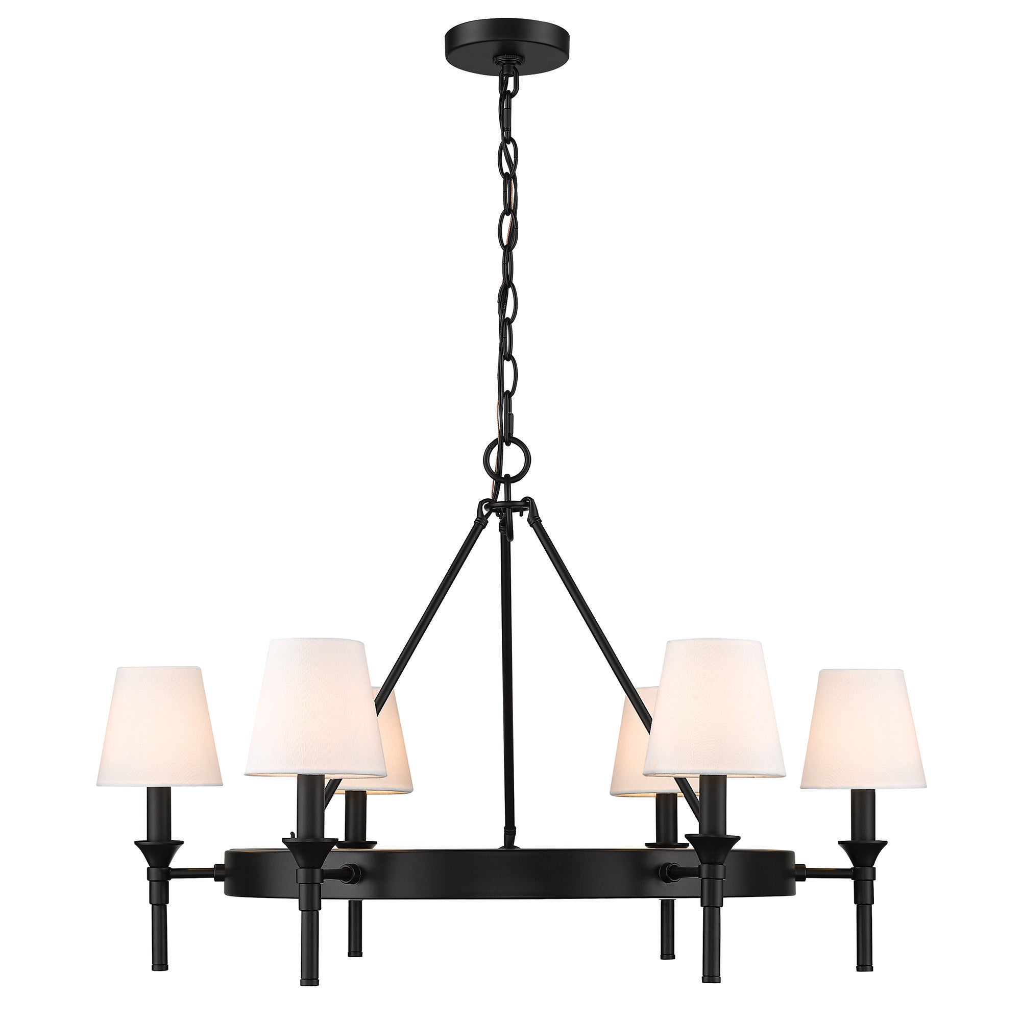 Edinburgh 6-light Chandelier in Matte Black and Modern White shade