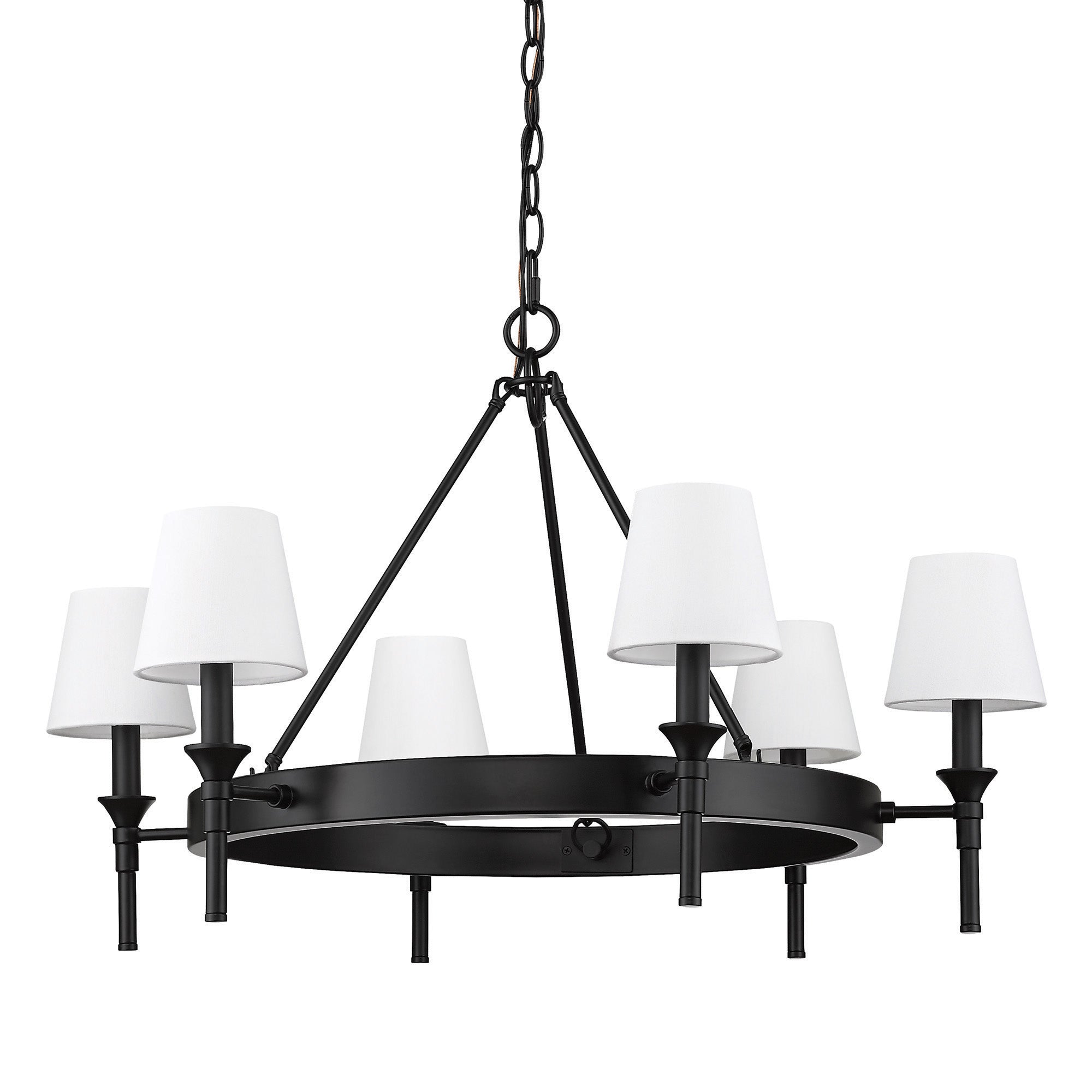 Edinburgh 6-light Chandelier in Matte Black and Modern White shade