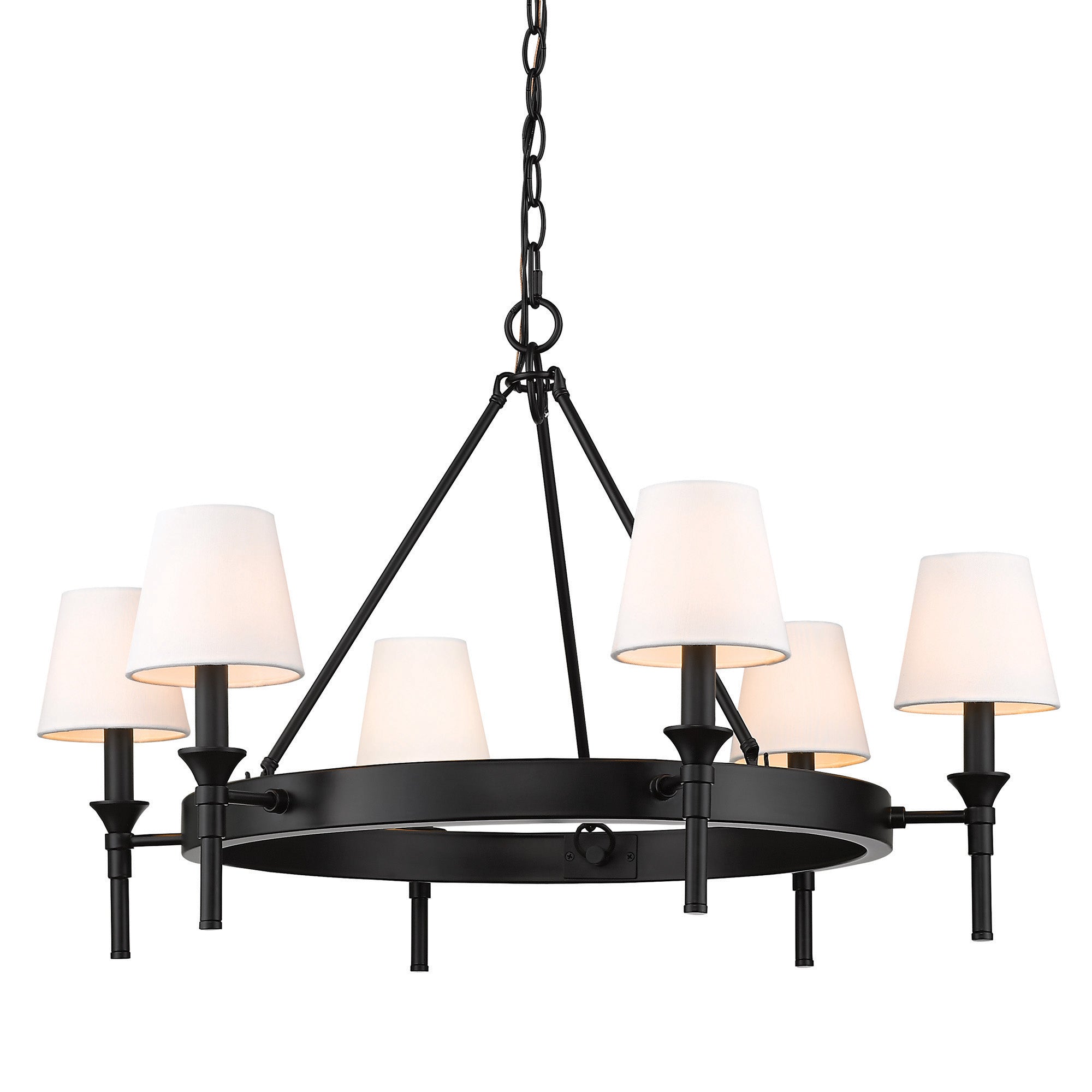 Edinburgh 6-light Chandelier in Matte Black and Modern White shade - - Golden Lighting