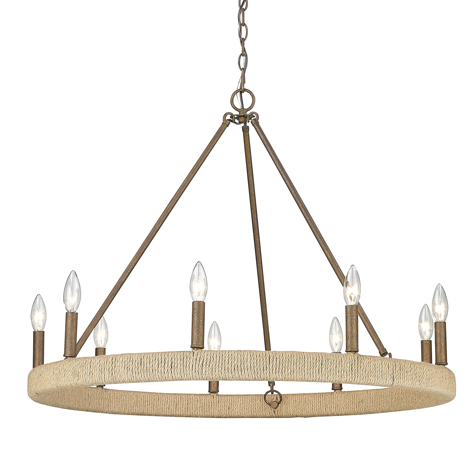 Wry Lighting Yates 9-light Chandelier in Burnished Chestnut - - Golden Lighting