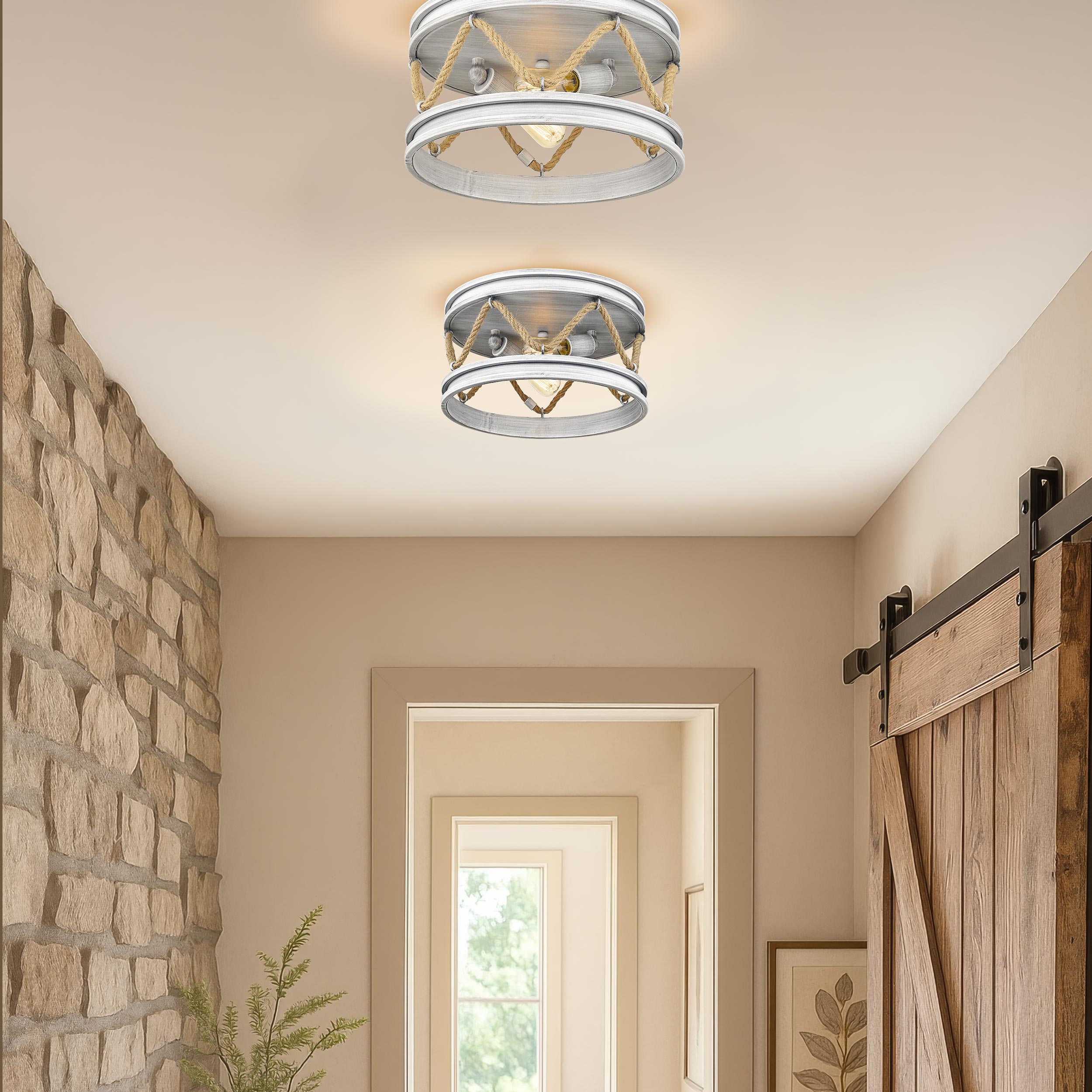 Chatham 2-light Flush Mount in Gray Driftwood - - Golden Lighting