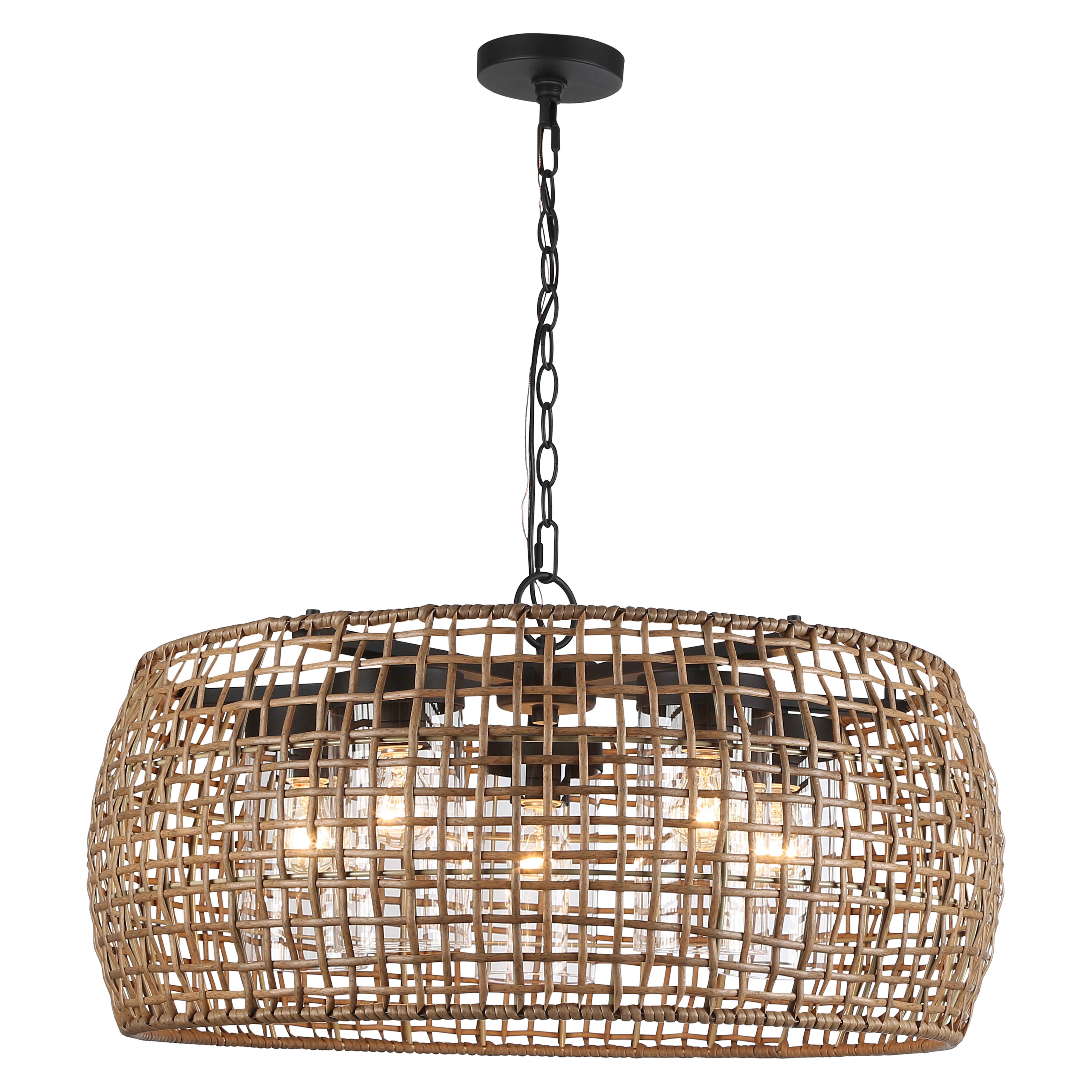 Golden Lighting Piper 5-light Outdoor Pendant in Natural Black - - Golden Lighting