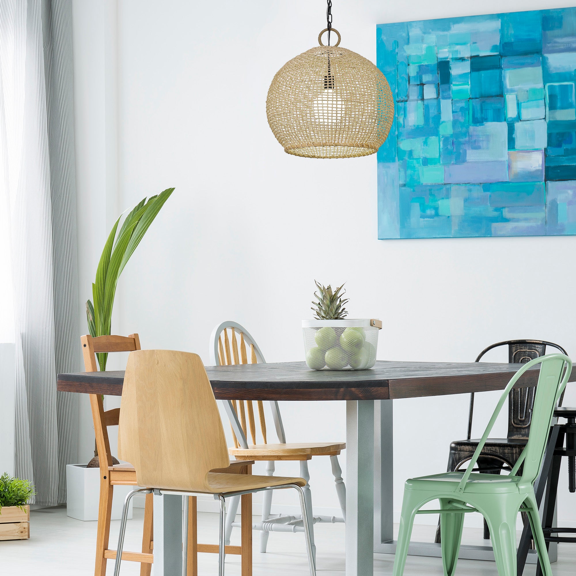 Reed Large Pendant in Matte Black - Default Title - Golden Lighting