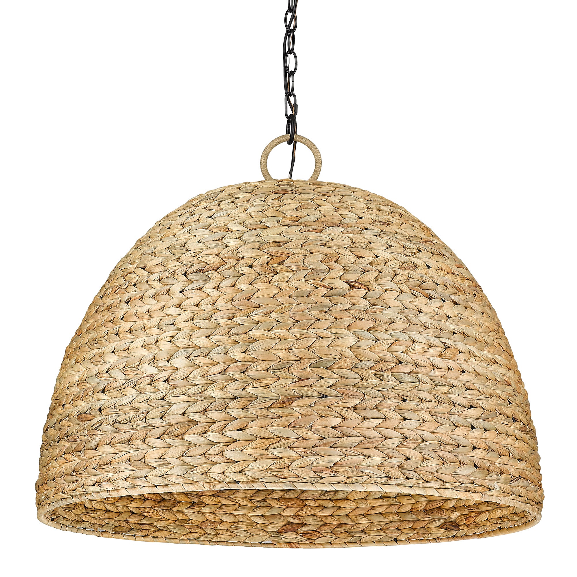 Golden Lighting Rue 8-light Chandelier in Matte Black and Woven Sweet Grass shade - - Golden Lighting