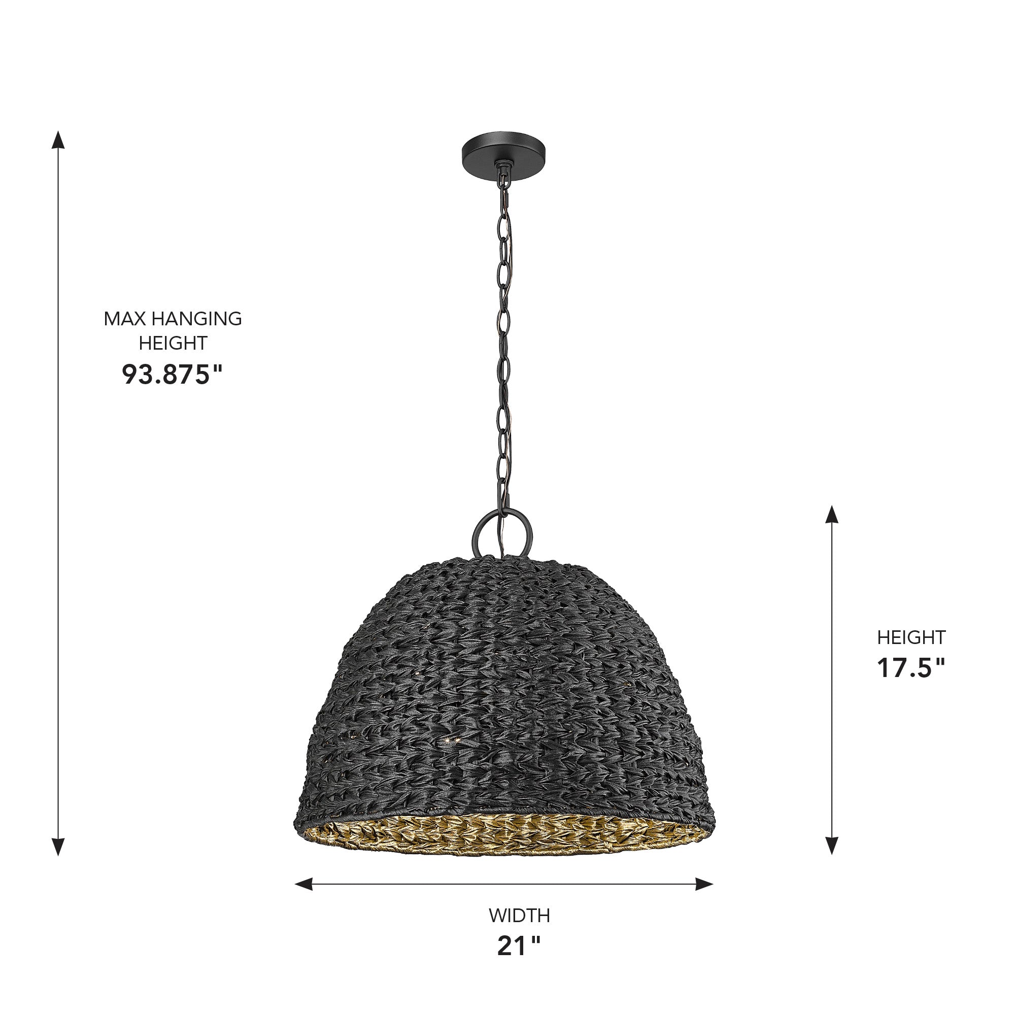 Golden Lighting Rue 3-light Outdoor Pendant in Natural Black - - Golden Lighting