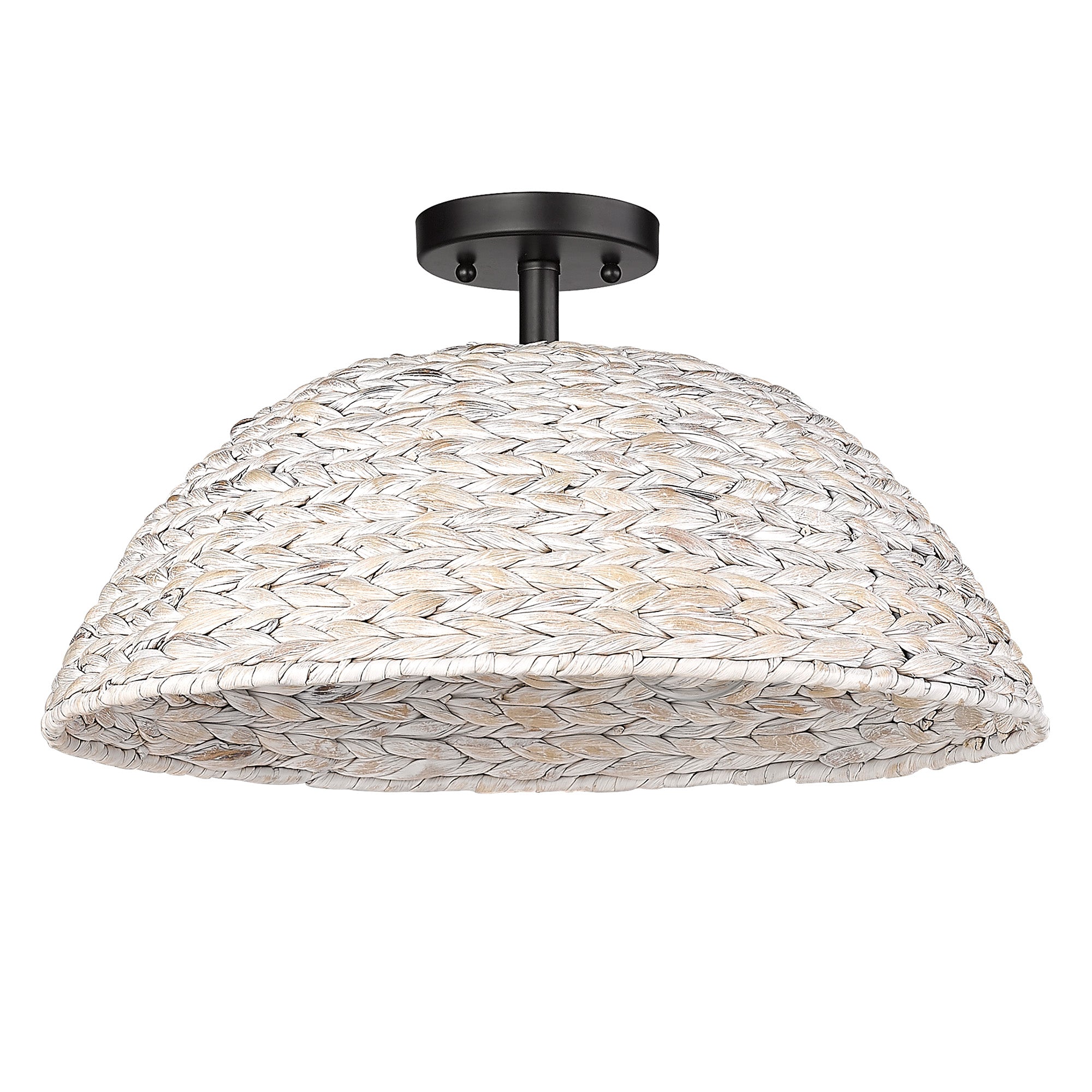 Golden Lighting Rue 3-light Semi-Flush Mount in Matte Black and Rubbed Bronze shade