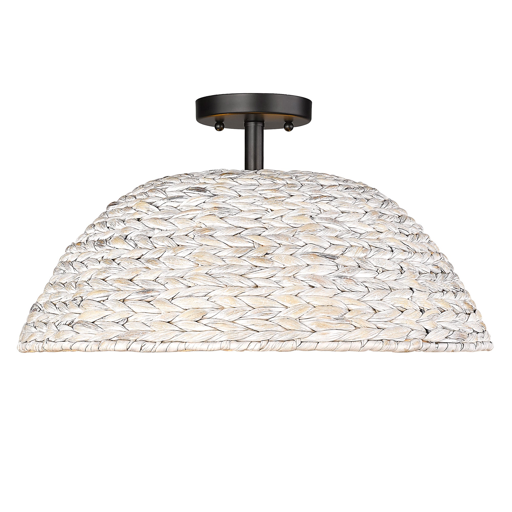 Rue Semi-Flush in Matte Black with Painted Sweet Grass Shade - Default Title - Golden Lighting