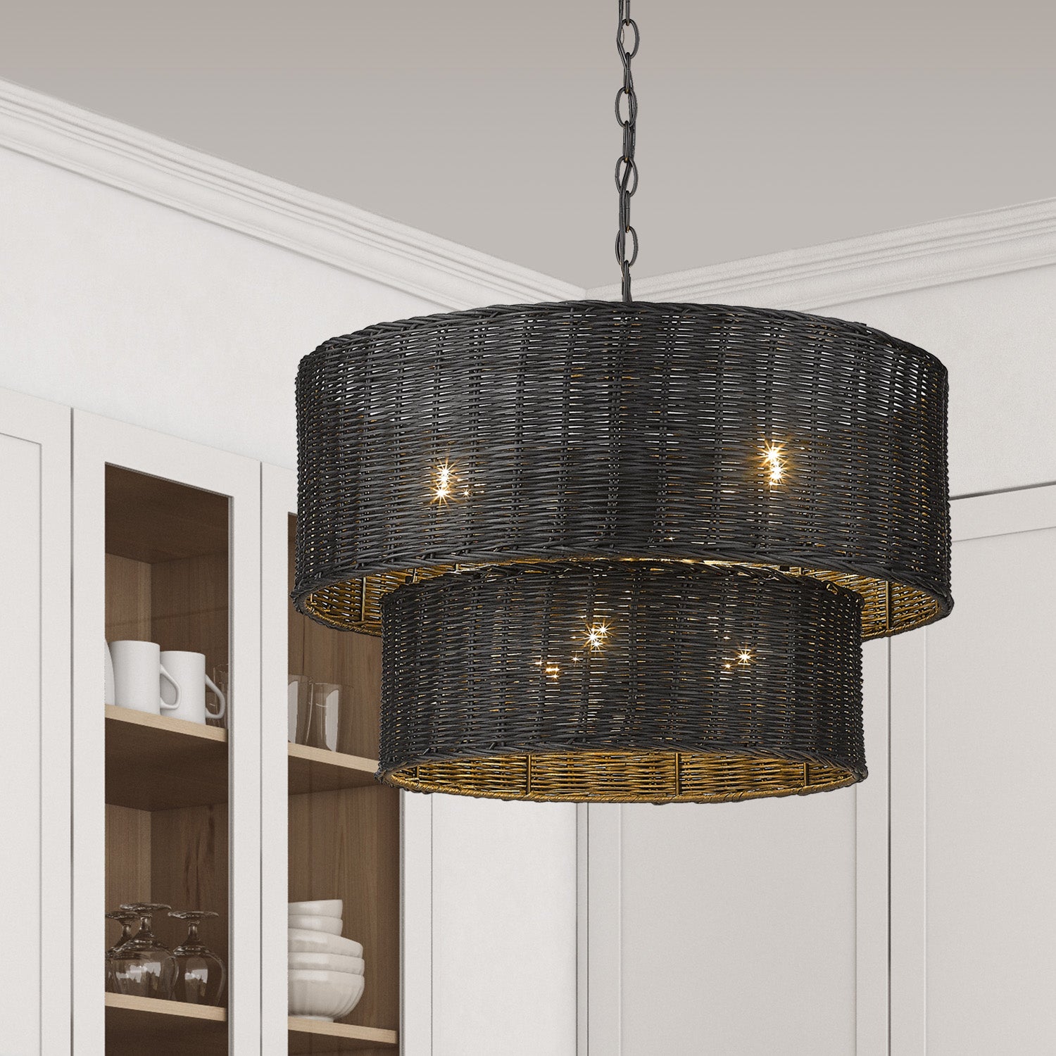 Golden Lighting Erma 6-light Chandelier in Matte Black - - Golden Lighting