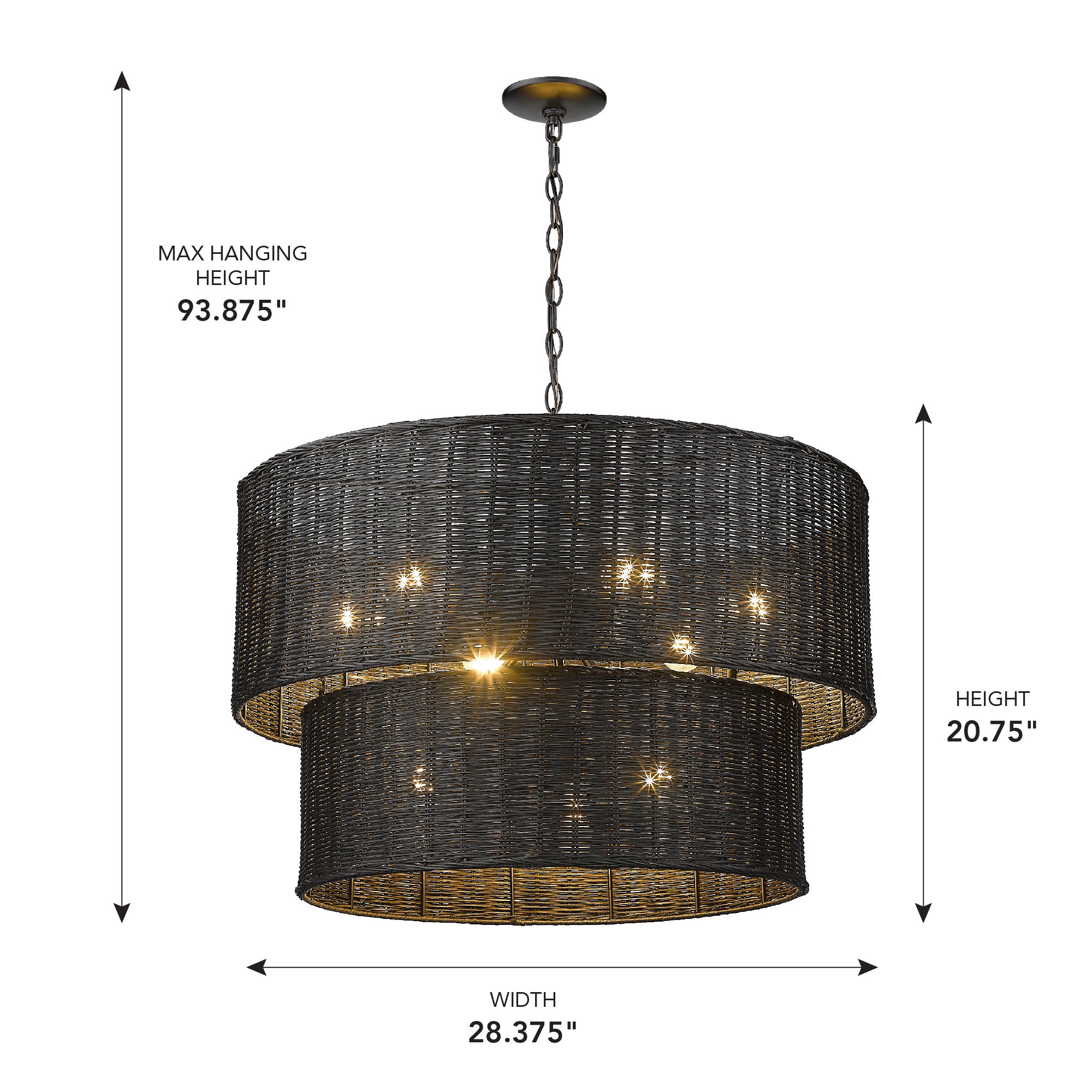 Golden Lighting Erma 9-light Chandelier in Matte Black - - Golden Lighting