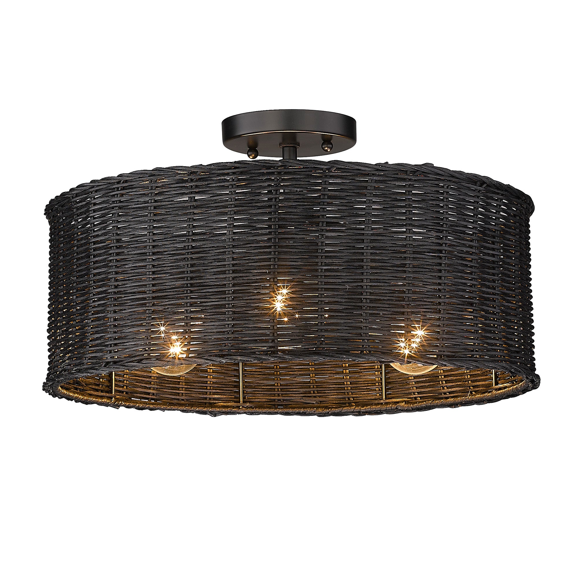 Golden Lighting Erma 3-light Semi-Flush Mount in Matte Black - - Golden Lighting
