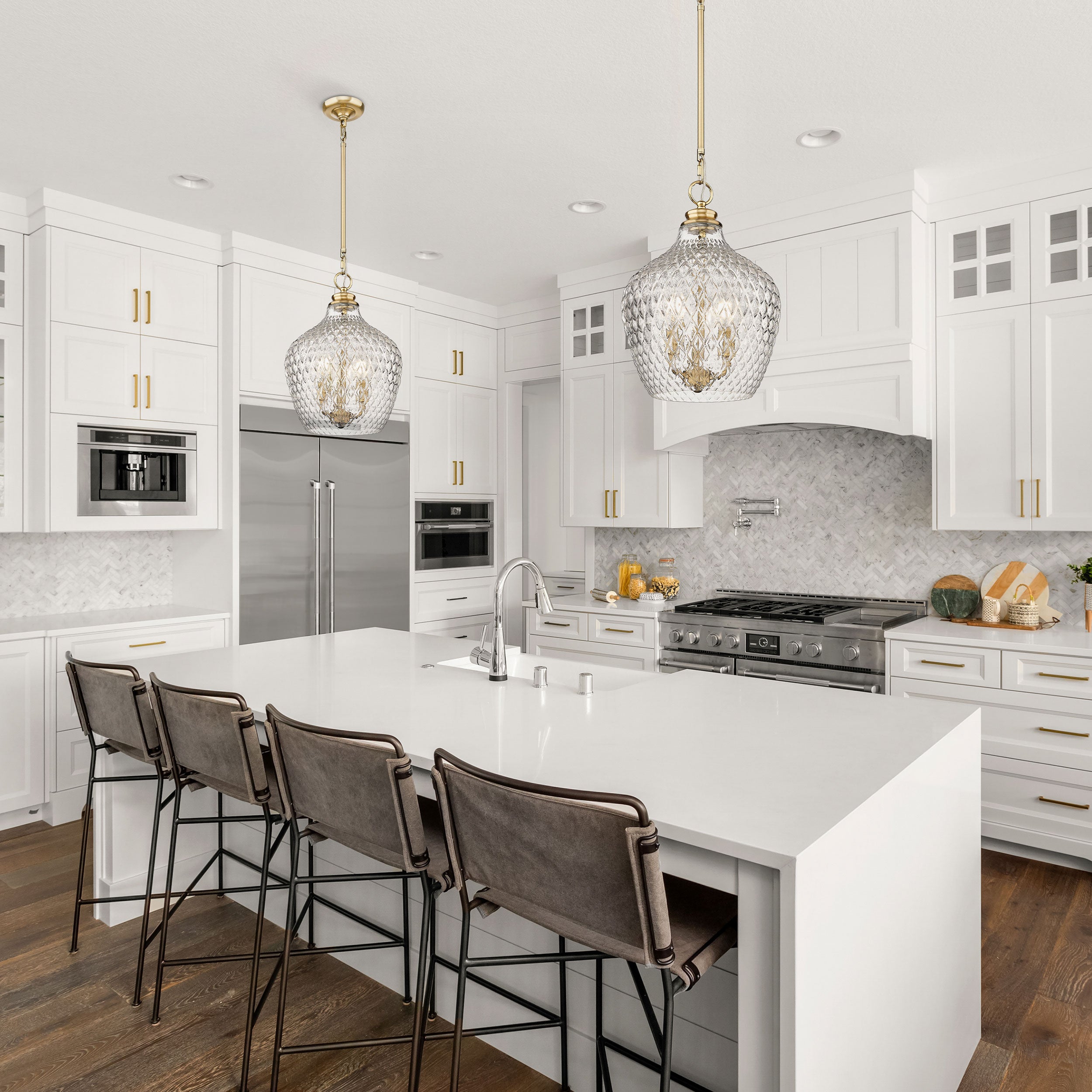 Golden Lighting Adeline 3-light Pendant in Modern Brushed Gold - - Golden Lighting