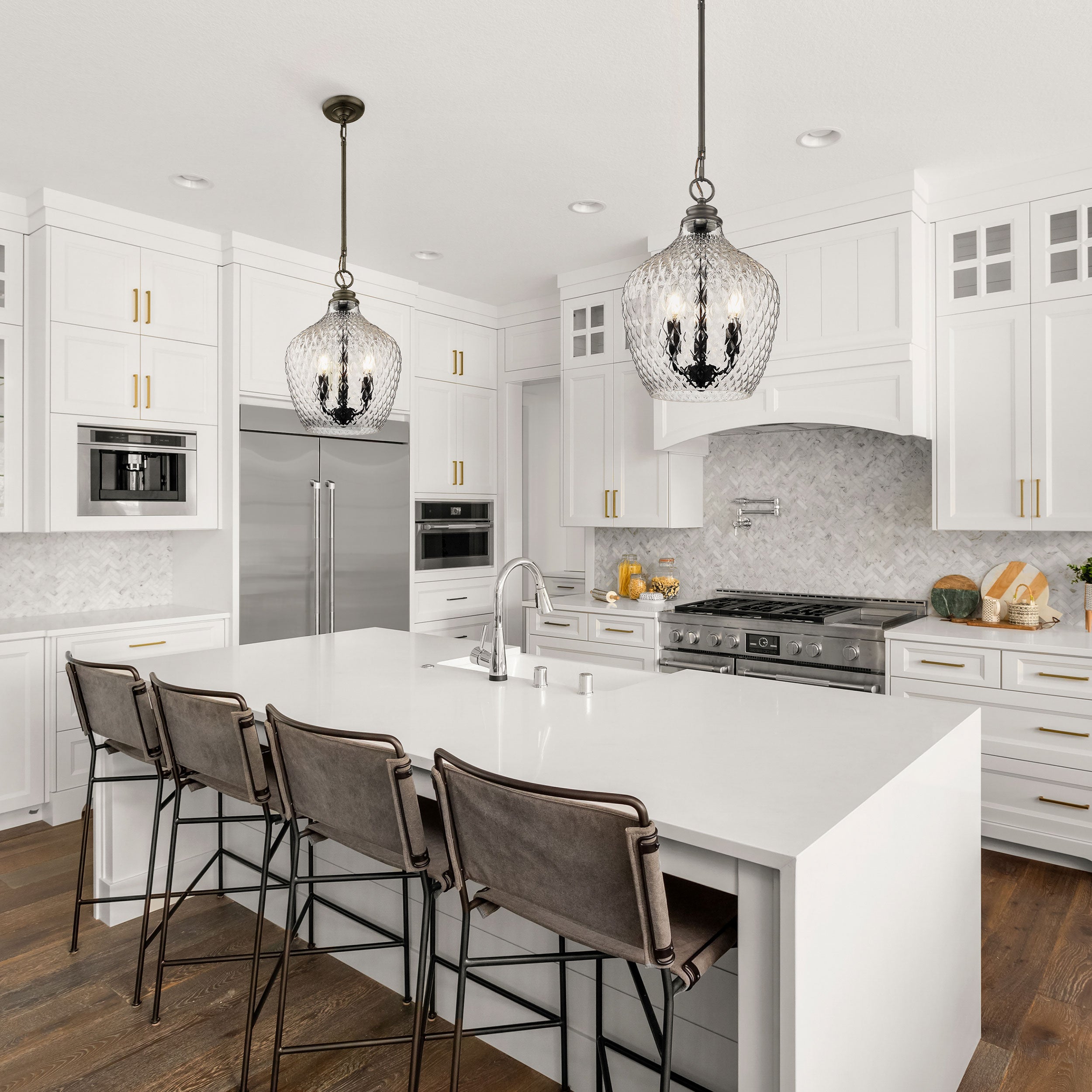 Adeline 3-Light Pendant in Matte Black with Clear Glass - Default Title - Golden Lighting