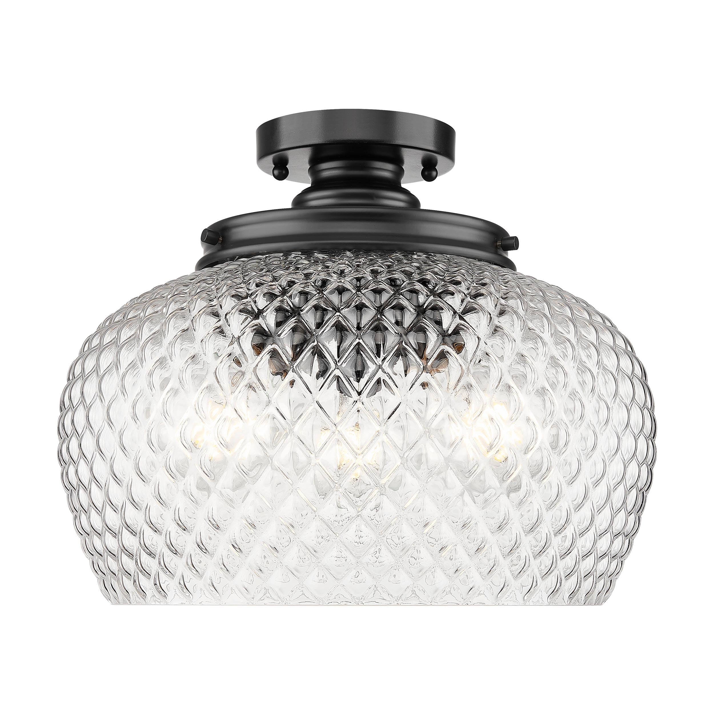 Golden Lighting Adeline 3-light Semi-Flush Mount in Matte Black - - Golden Lighting
