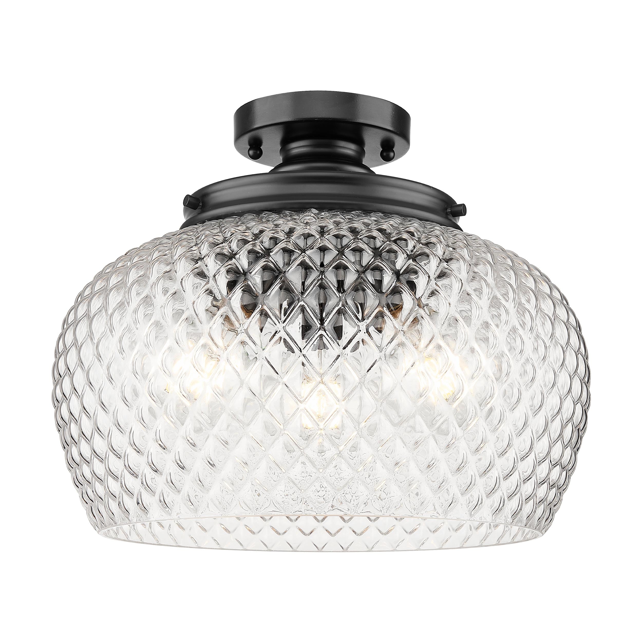 Golden Lighting Adeline 3-light Semi-Flush Mount in Matte Black - - Golden Lighting