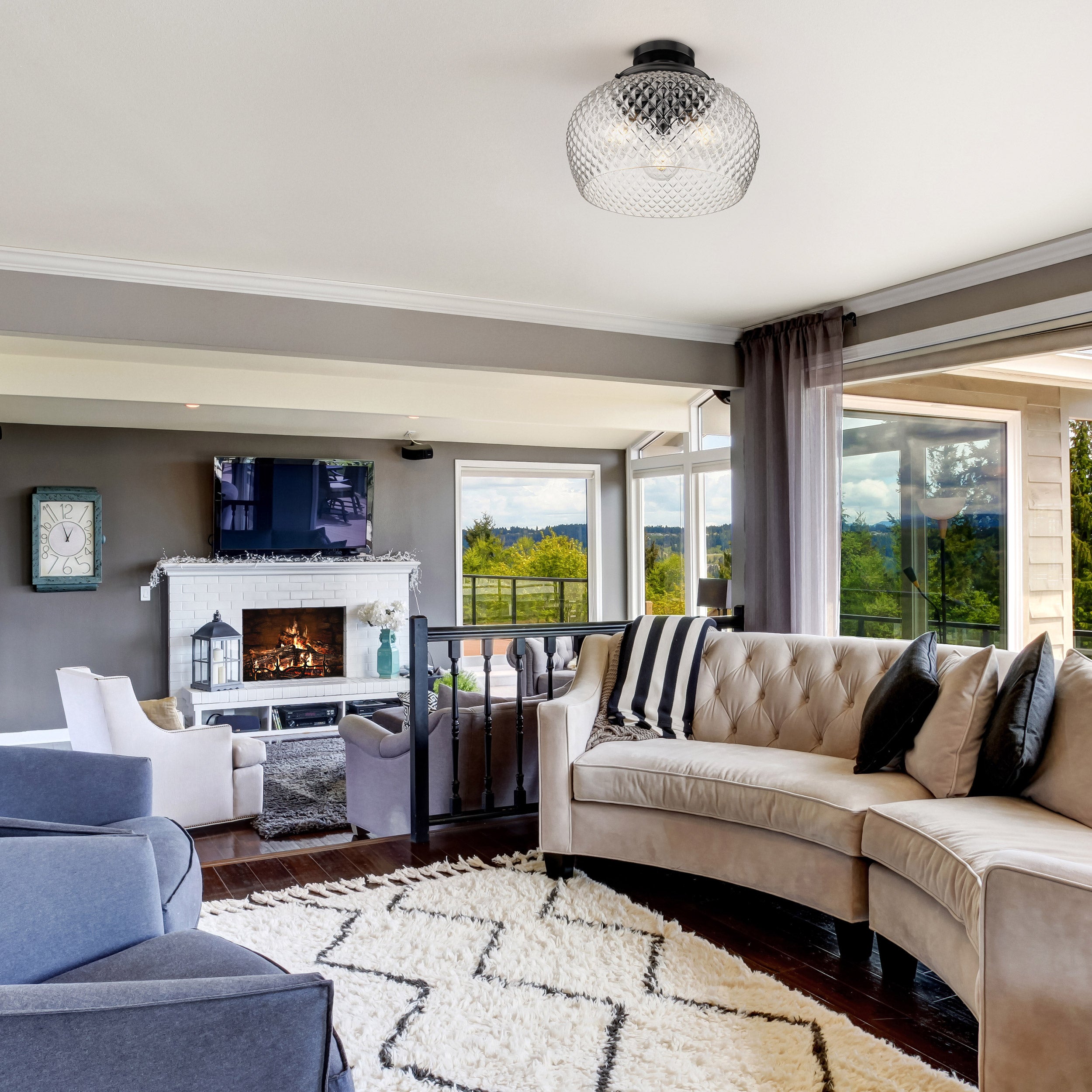 Golden Lighting Adeline 3-light Semi-Flush Mount in Matte Black