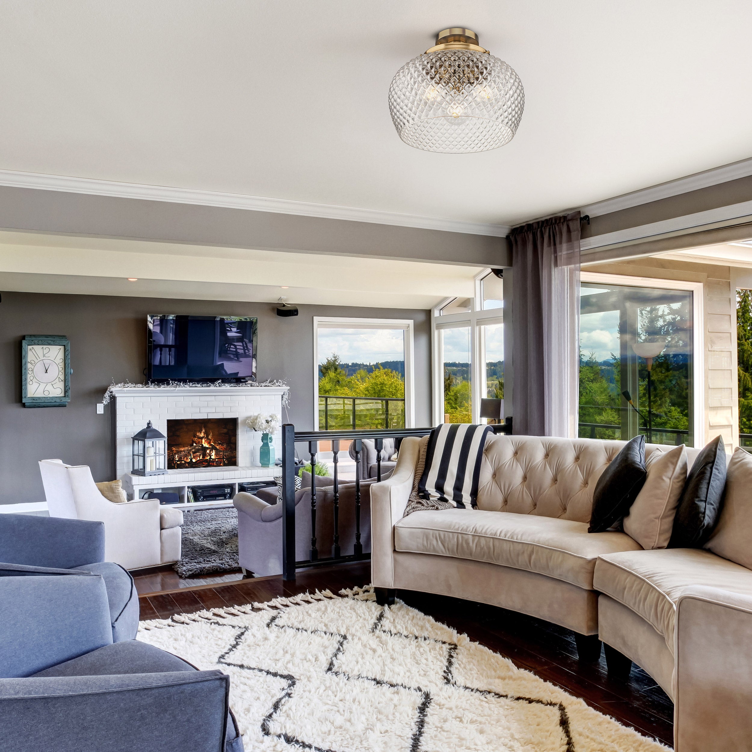 Golden Lighting Adeline 3-light Semi-Flush Mount in Modern Brushed Gold